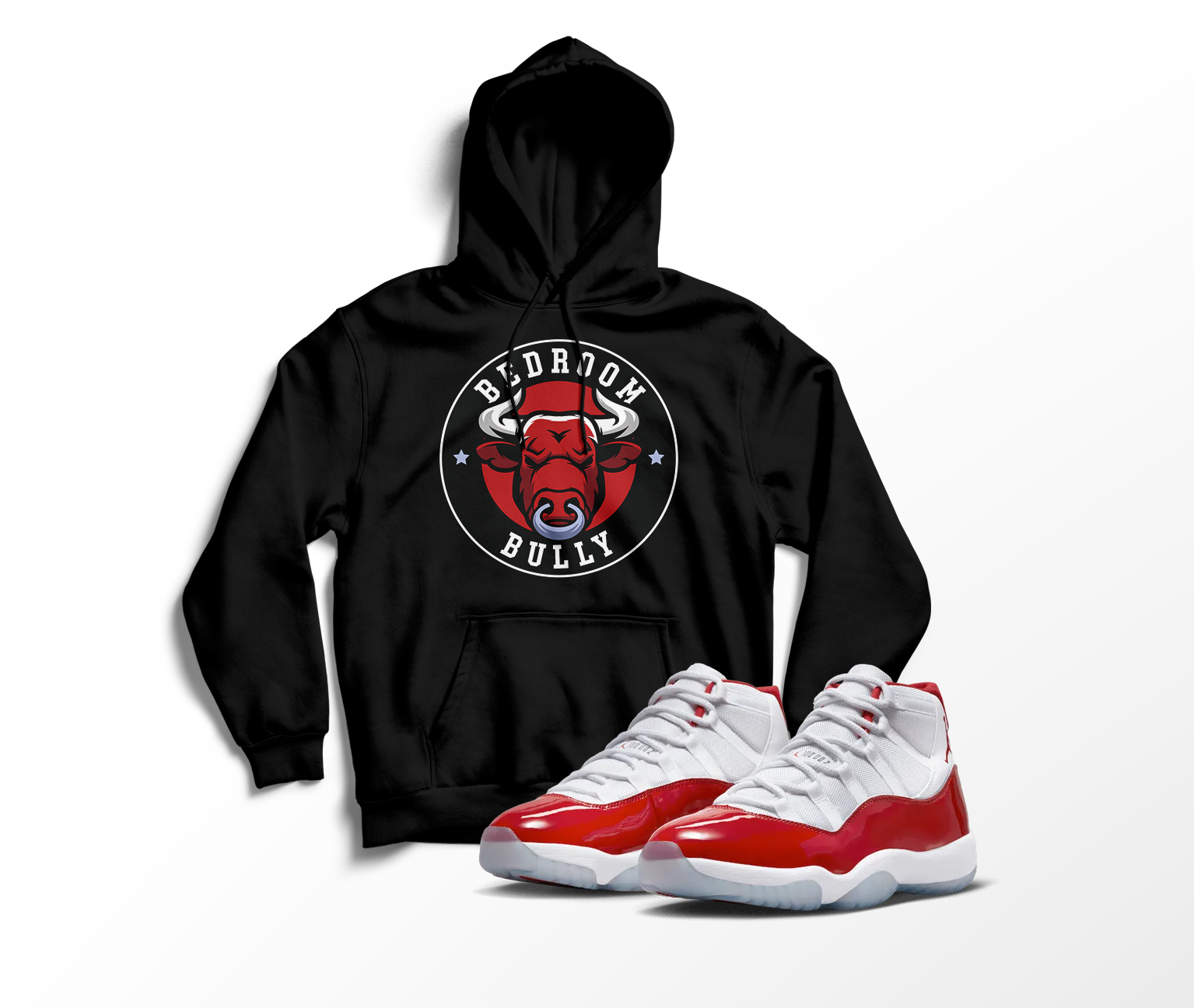 'Bedroom Bully' Custom Graphic Hoodie To Match Air Jordan 11 Cherry Red