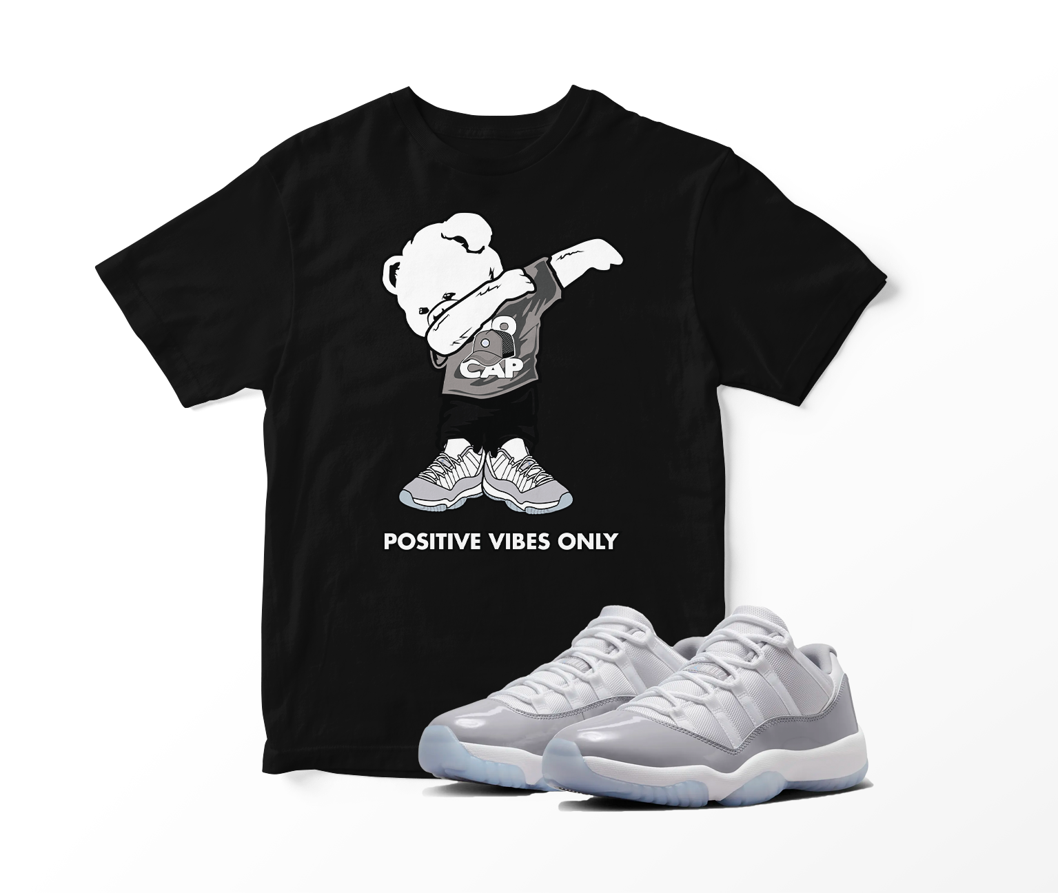 'Dabbin' Bear' Custom Graphic Short Sleeve T-Shirt To Match Air Jordan 11 Low Cool Grey