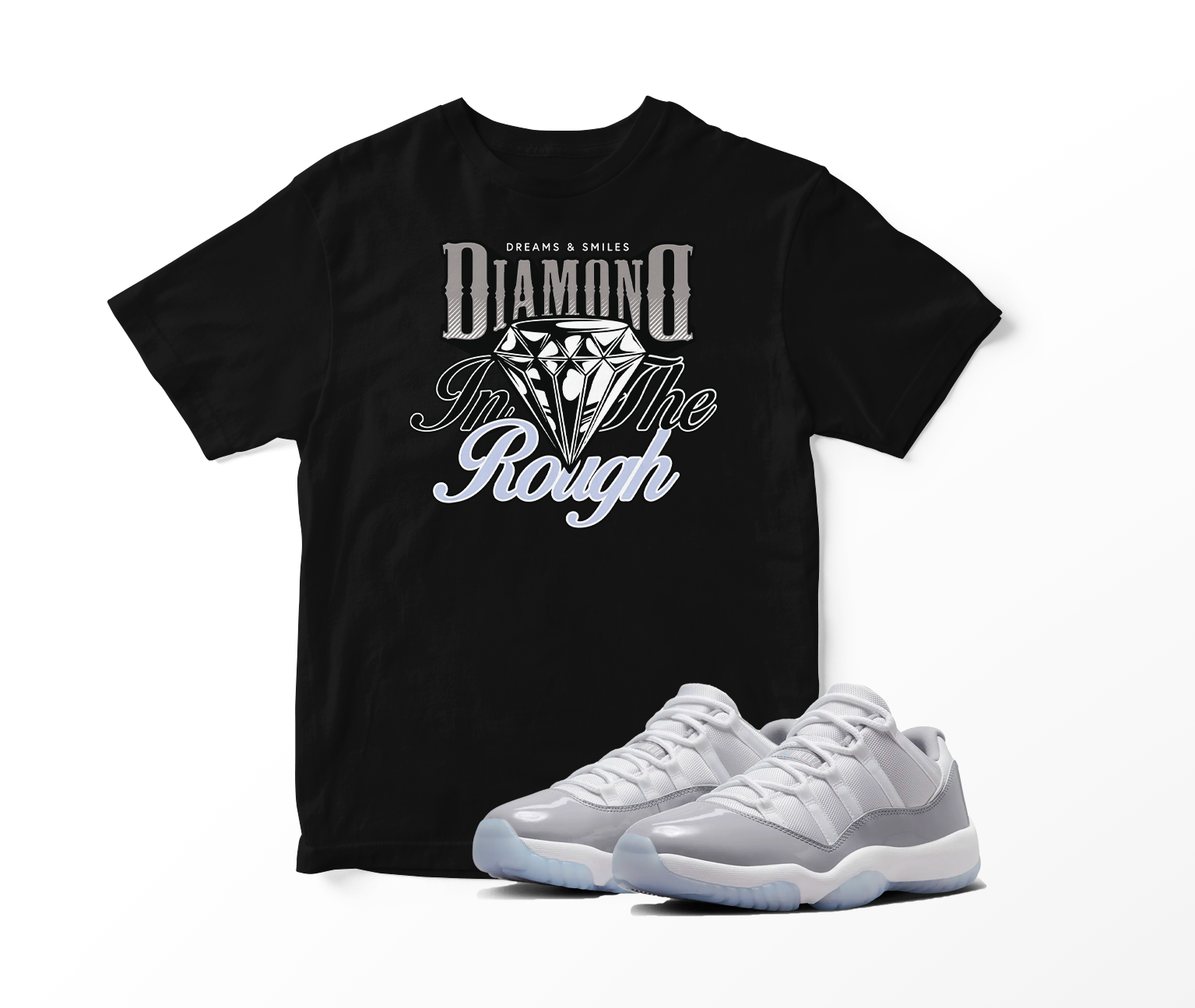'Diamond In The Rough' Custom Graphic Short Sleeve T-Shirt To Match Air Jordan 11 Low Cool Grey