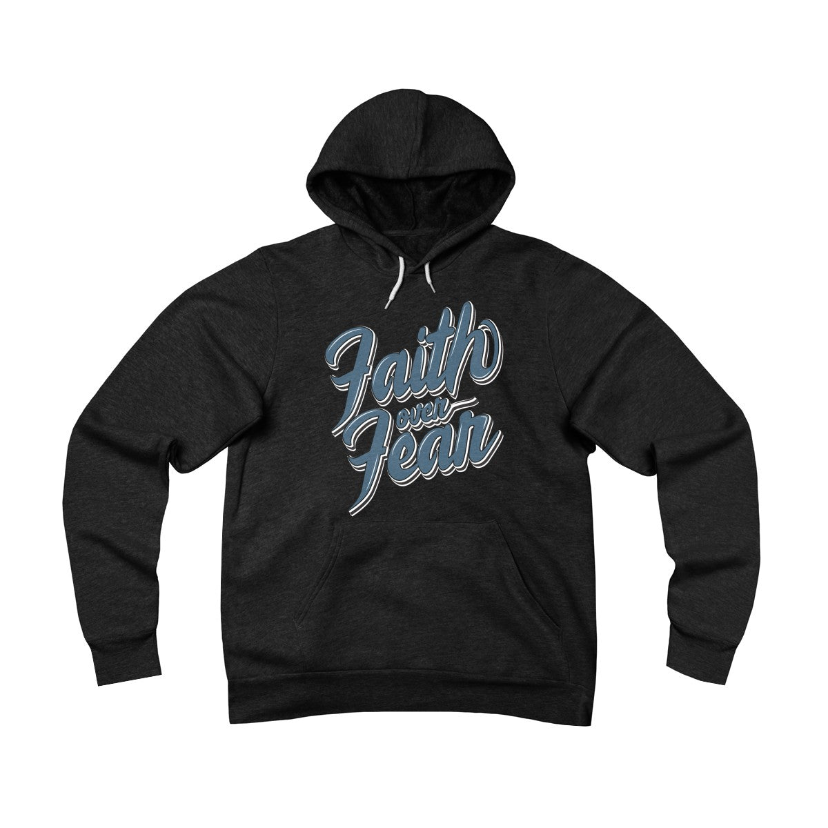 'Faith Over Fear' in Blue Pullover Hoodie