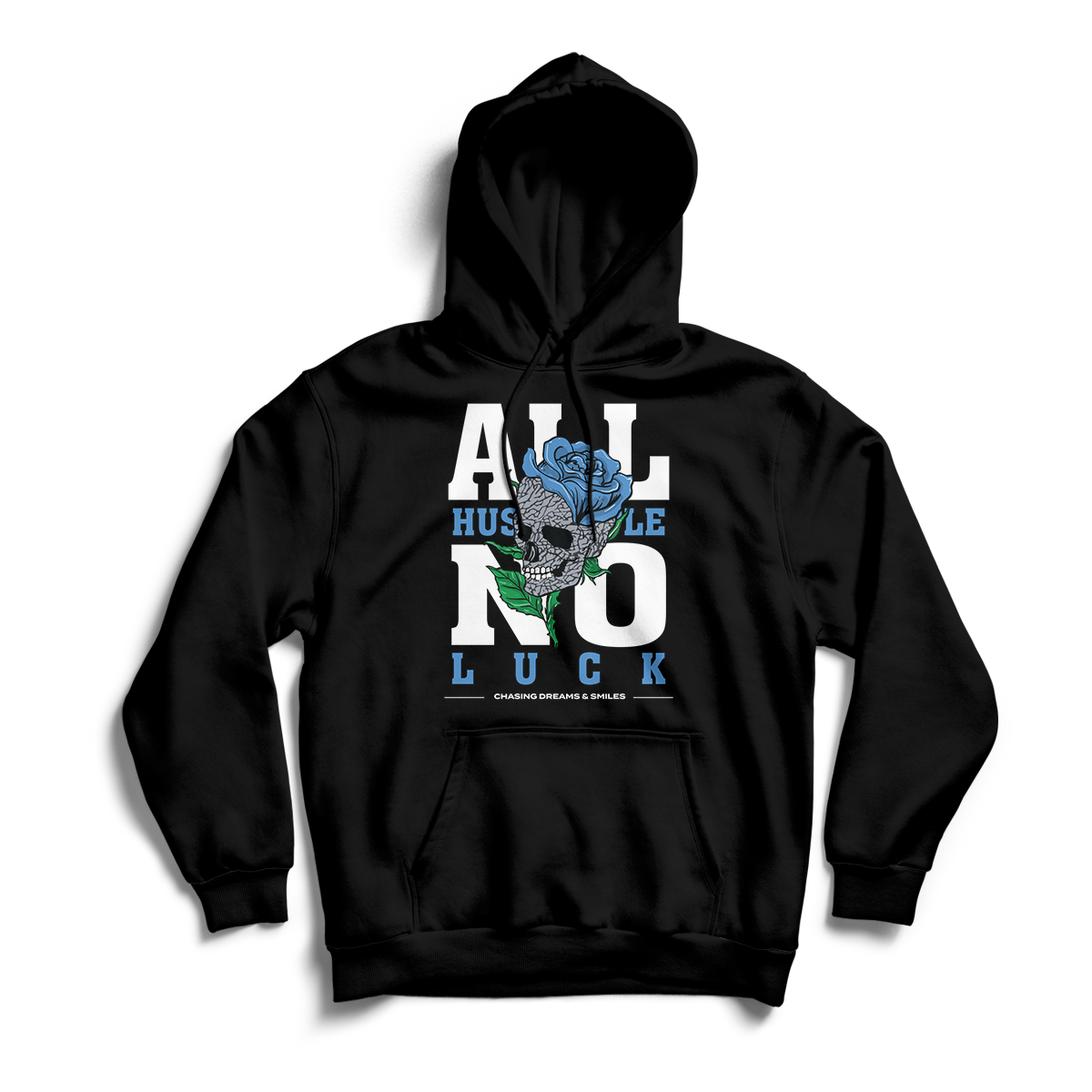 'All Hustle' in UNC CW Unisex Pullover Hoodie