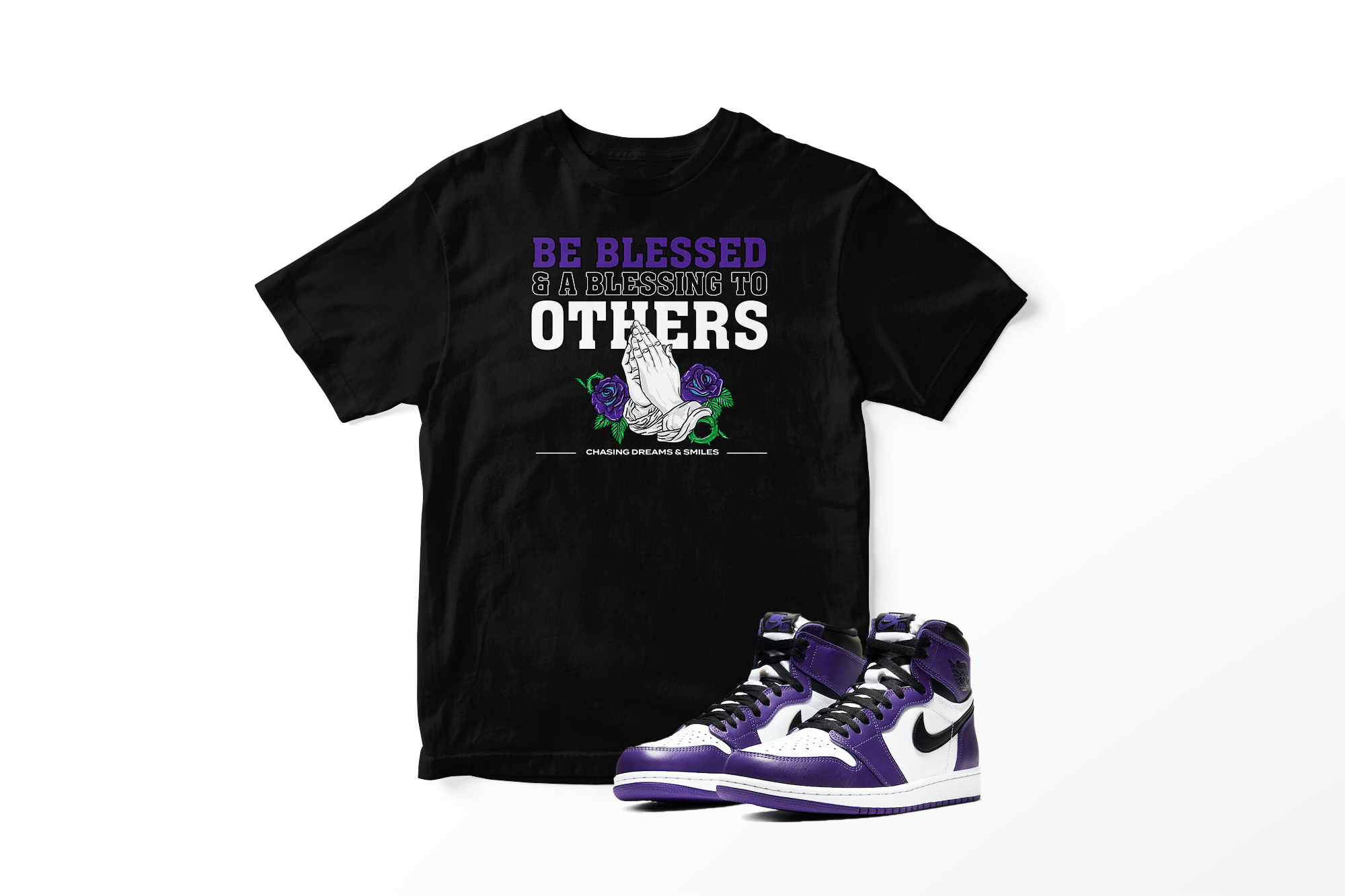 'Be Blessed' in Court Purple CW Short Sleeve Tee