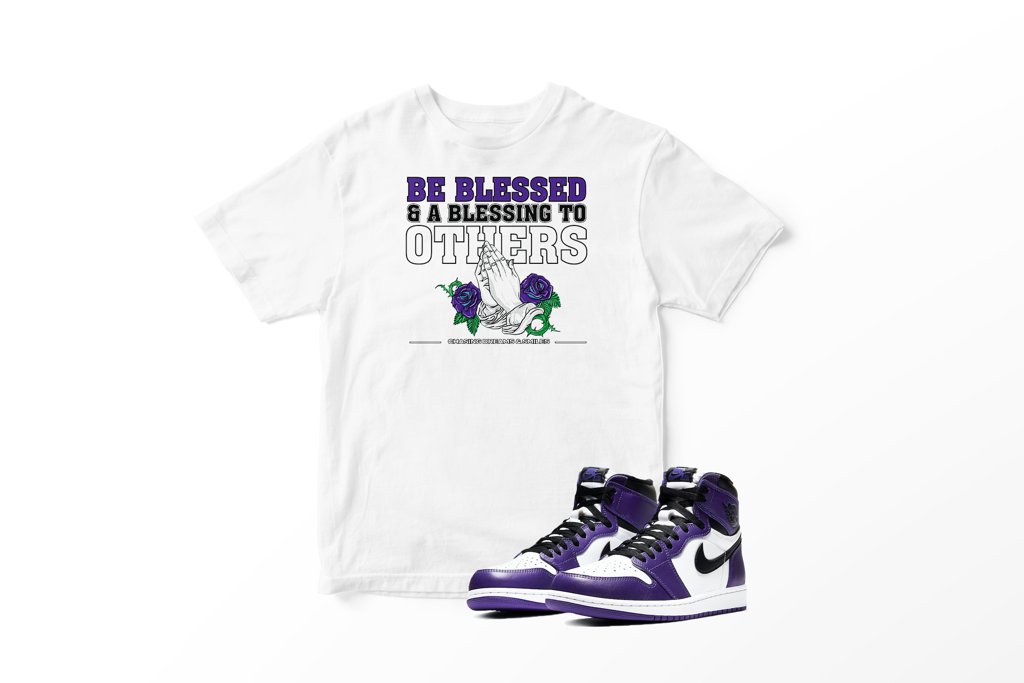 'Be Blessed' in Court Purple CW Short Sleeve Tee