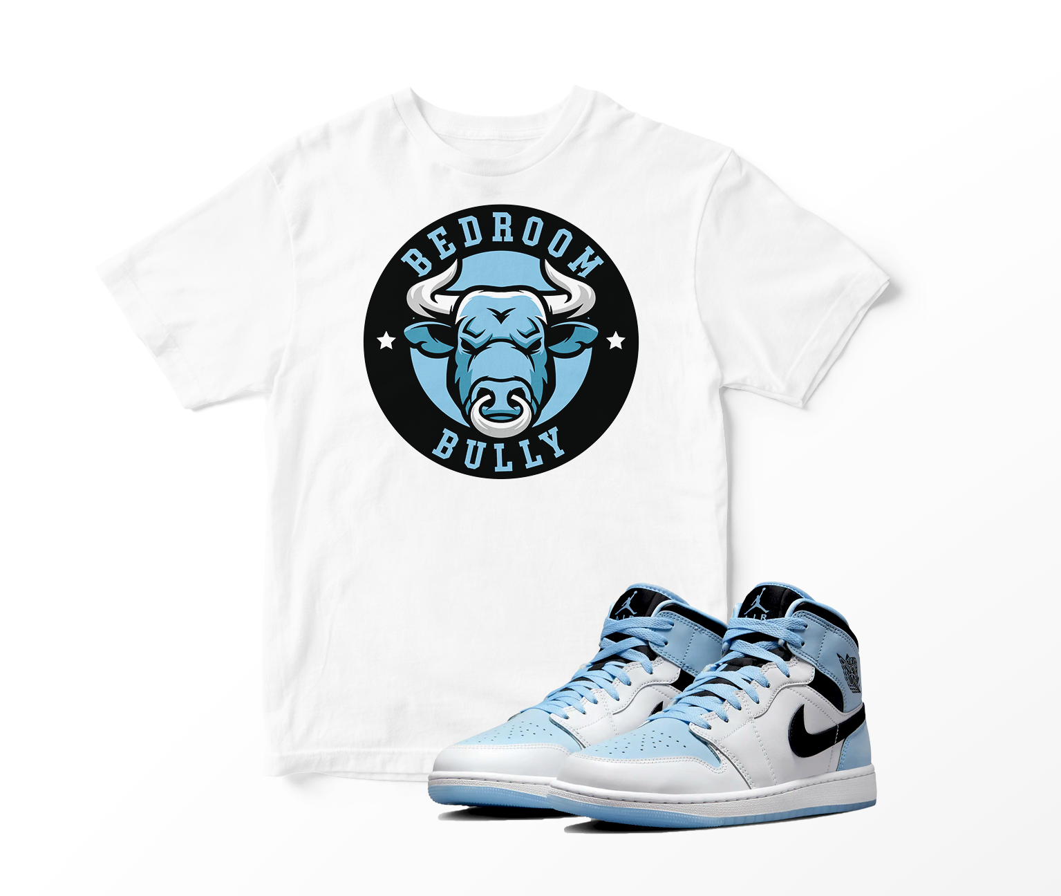 'Bedroom Bully' Custom Graphic Short Sleeve T-Shirt To Match Air Jordan 1 White Ice