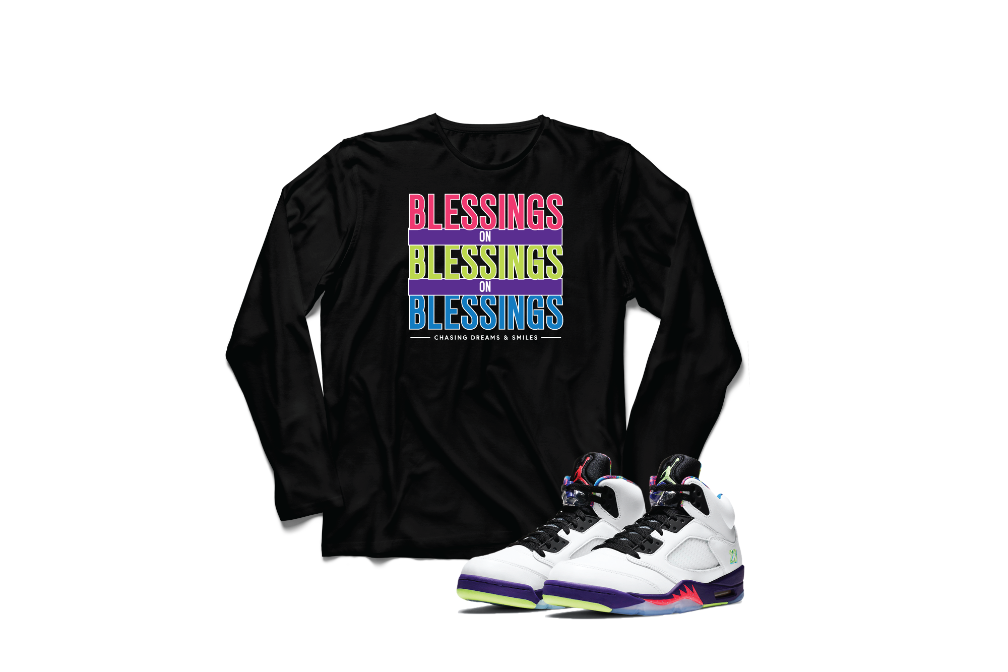 'Blessings On Blessings' in Ghost Green CW Comfort Long Sleeve