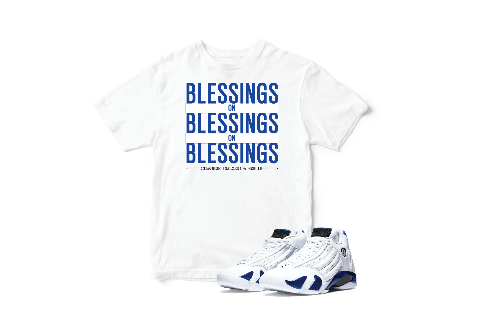 'Blessings On Blessings' Custom Graphic Short Sleeve T-Shirt To Match Air Jordan 14 Hyper Royal