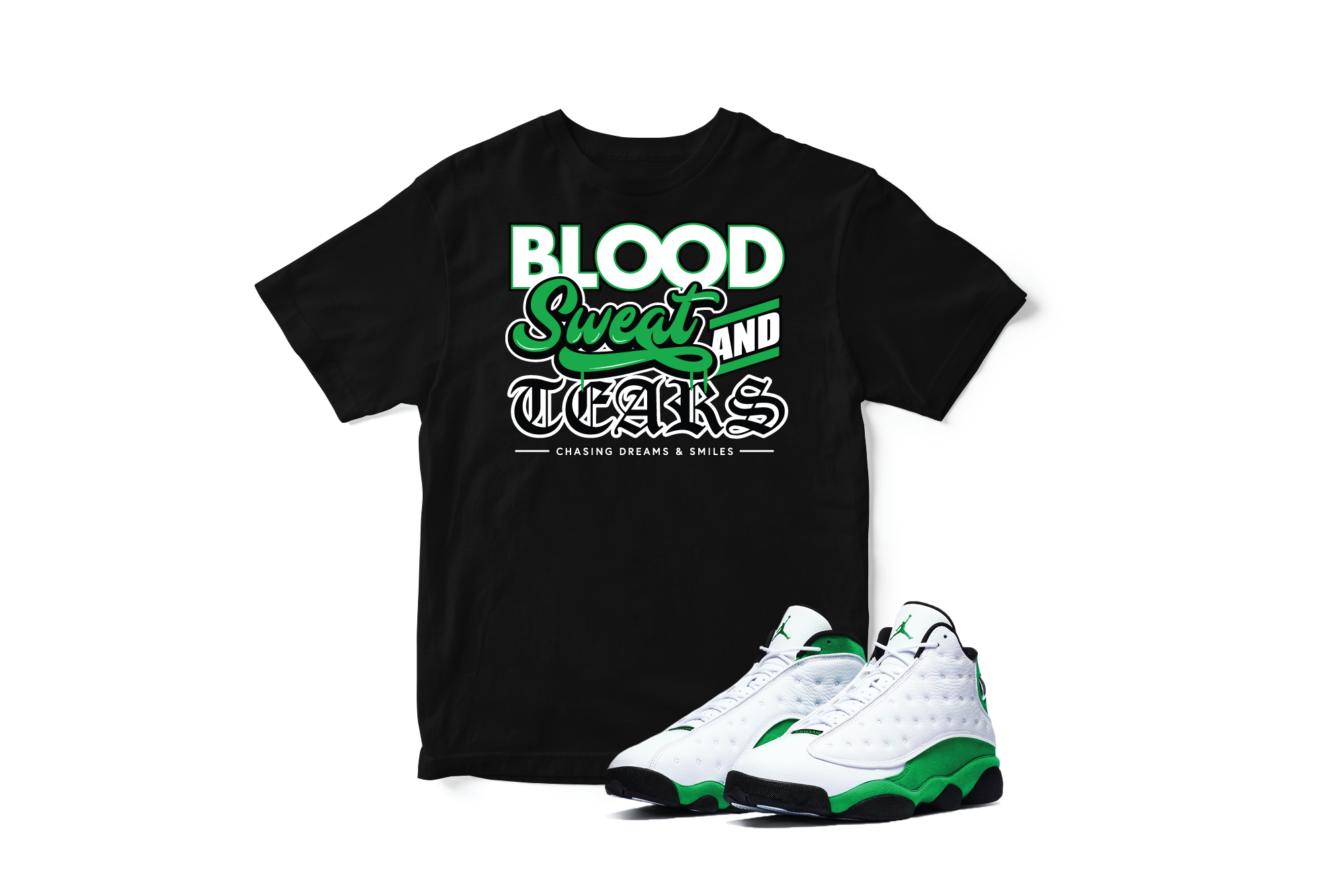 'Sacrifices' Custom Graphic Short Sleeve T-Shirt To Match Air Jordan 13 Lucky Green
