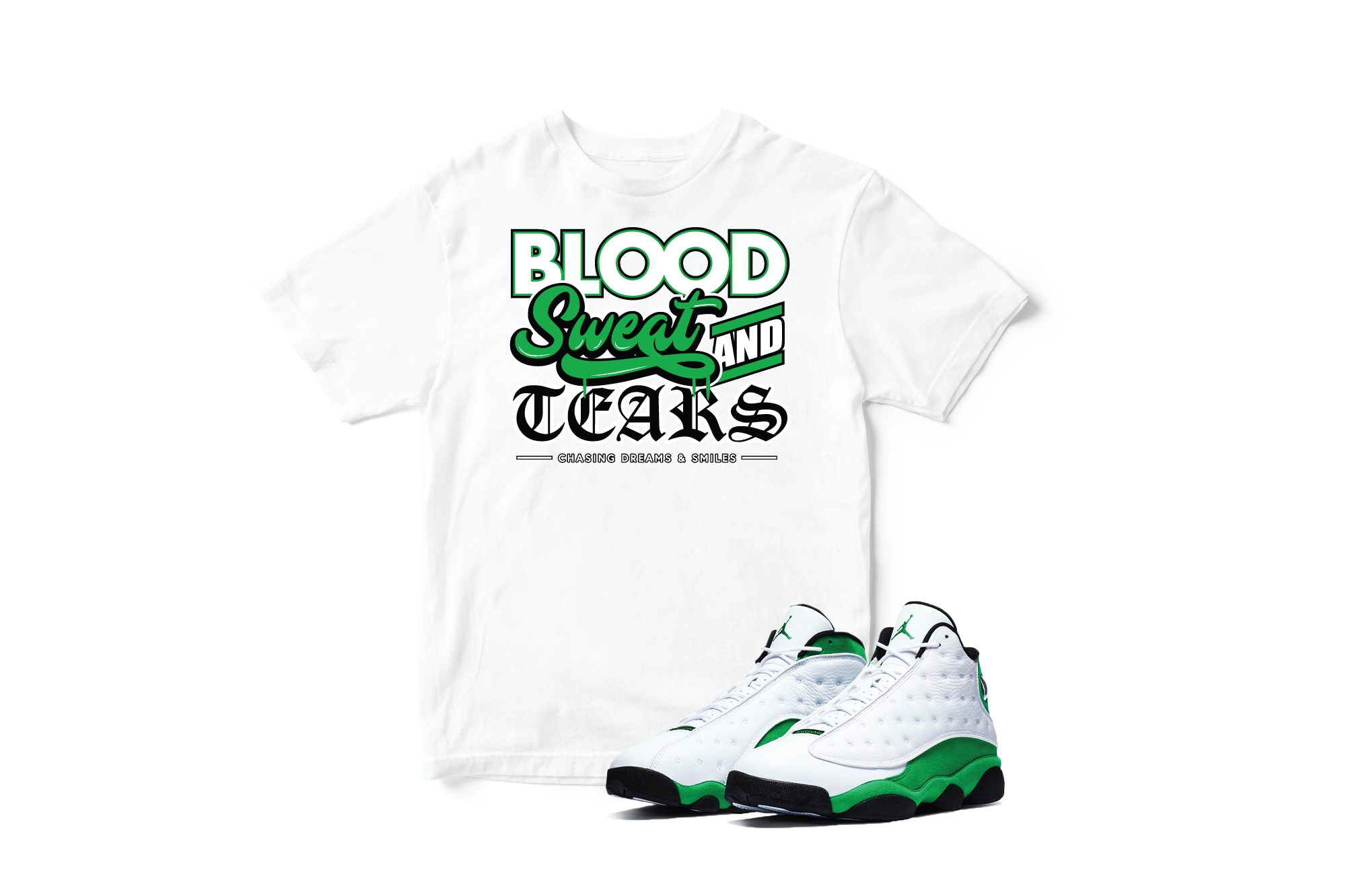 'Sacrifices' Custom Graphic Short Sleeve T-Shirt To Match Air Jordan 13 Lucky Green