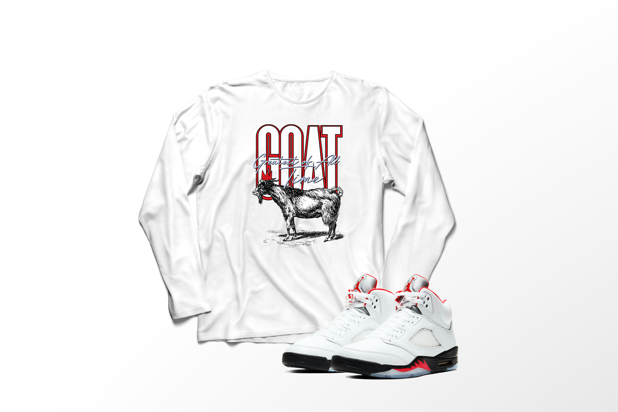 'Crown Goat' in Fire Red CW Men's Comfort Long Sleeve