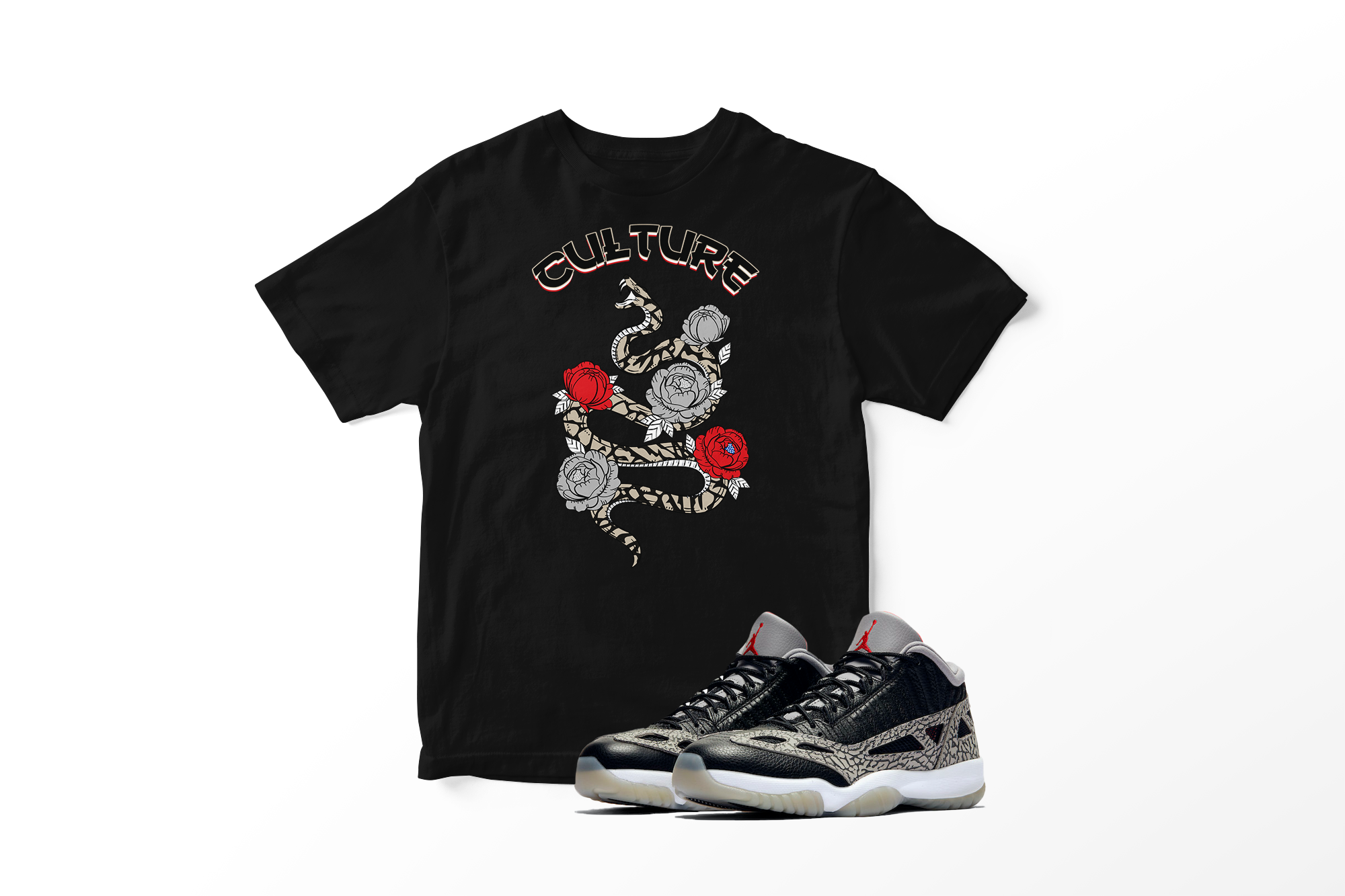 'Culture Snake' in Black Cement CW Short Sleeve Tee
