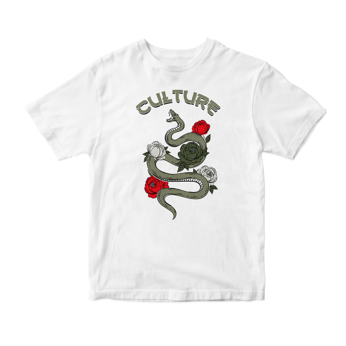 'Culture Snake' in Medium Olive CW Short Sleeve Tee