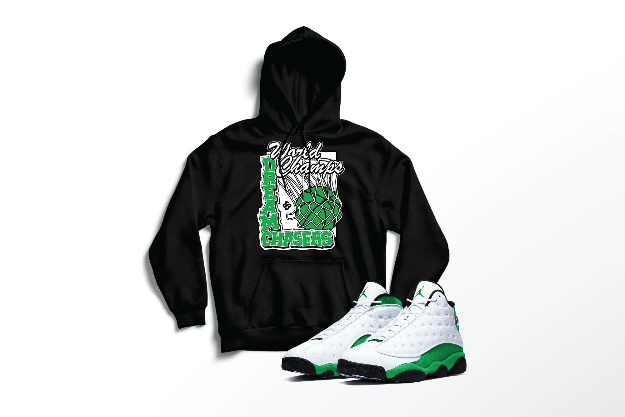 'DC World Champs' Custom Graphic Hoodie To Match Air Jordan 13 Lucky Green
