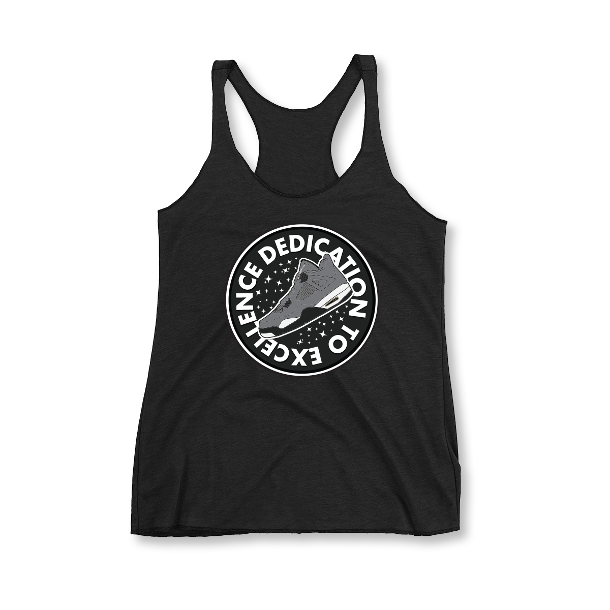 'Dedication To Excellence' in Cool Grey CW Women's Racerback Tank