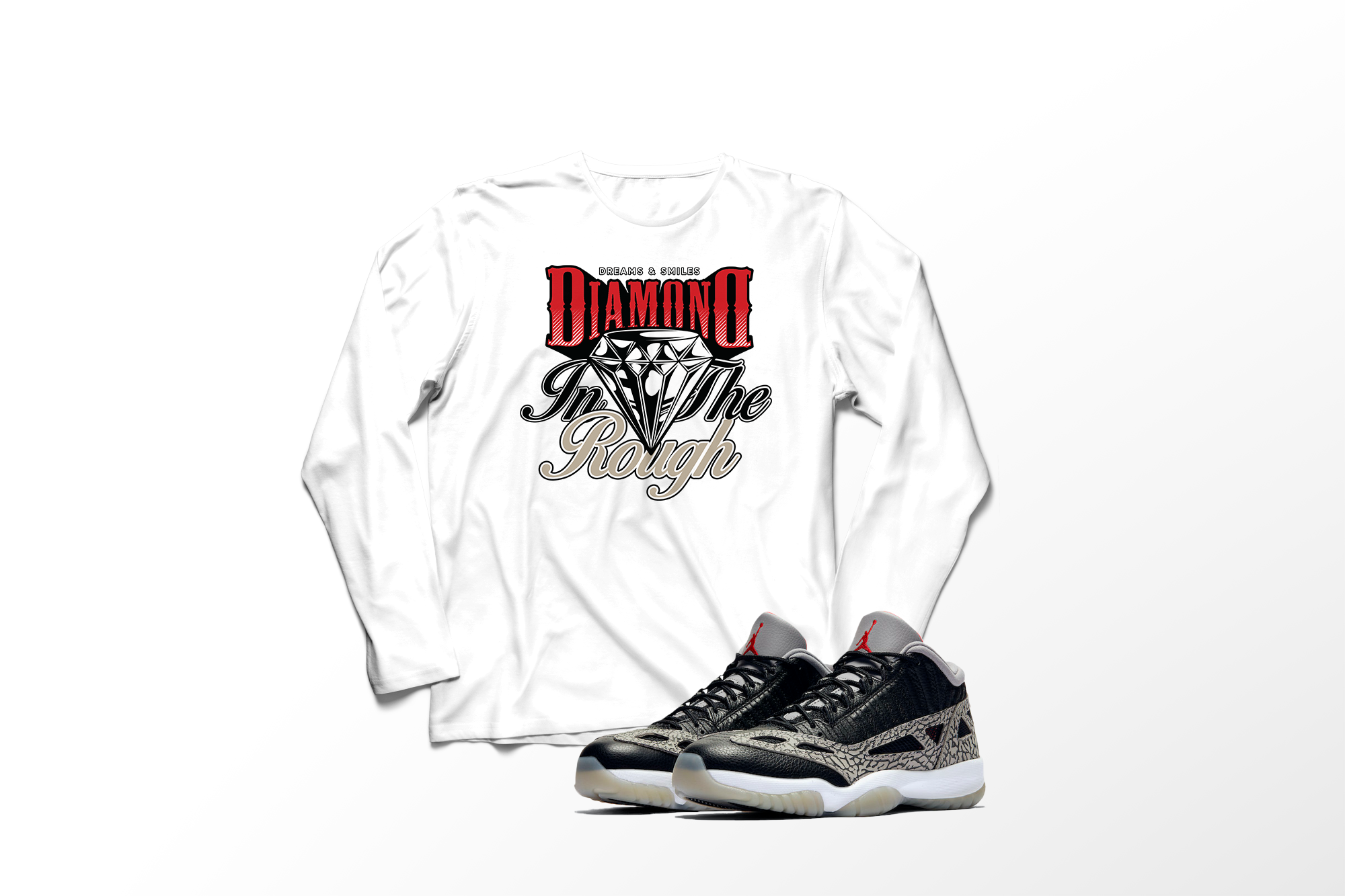 'Diamond In The Rough' in Black Cement CW Men's Comfort Long Sleeve