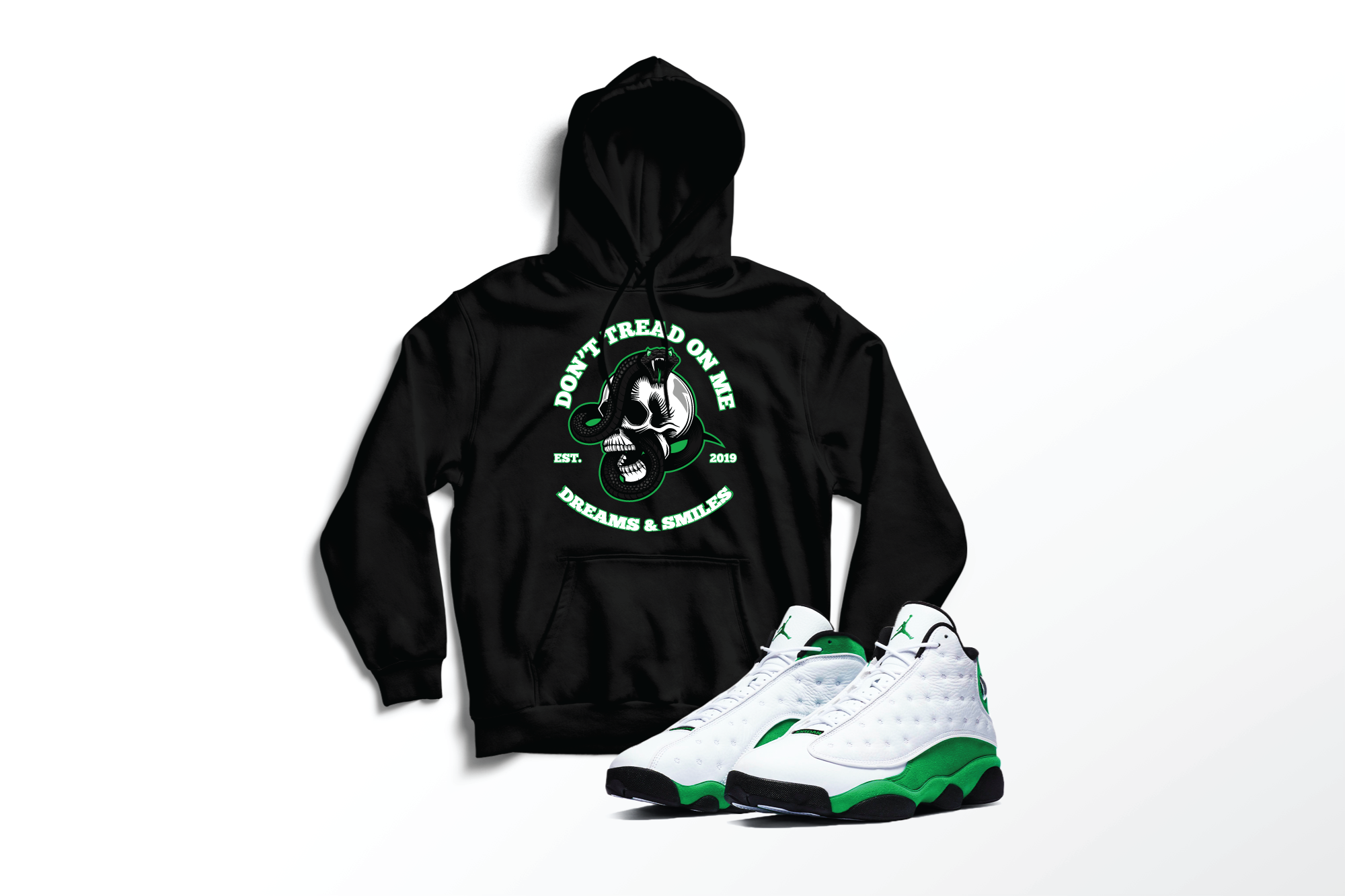 'Don't Tread' Custom Graphic Hoodie To Match Air Jordan 13 Lucky Green