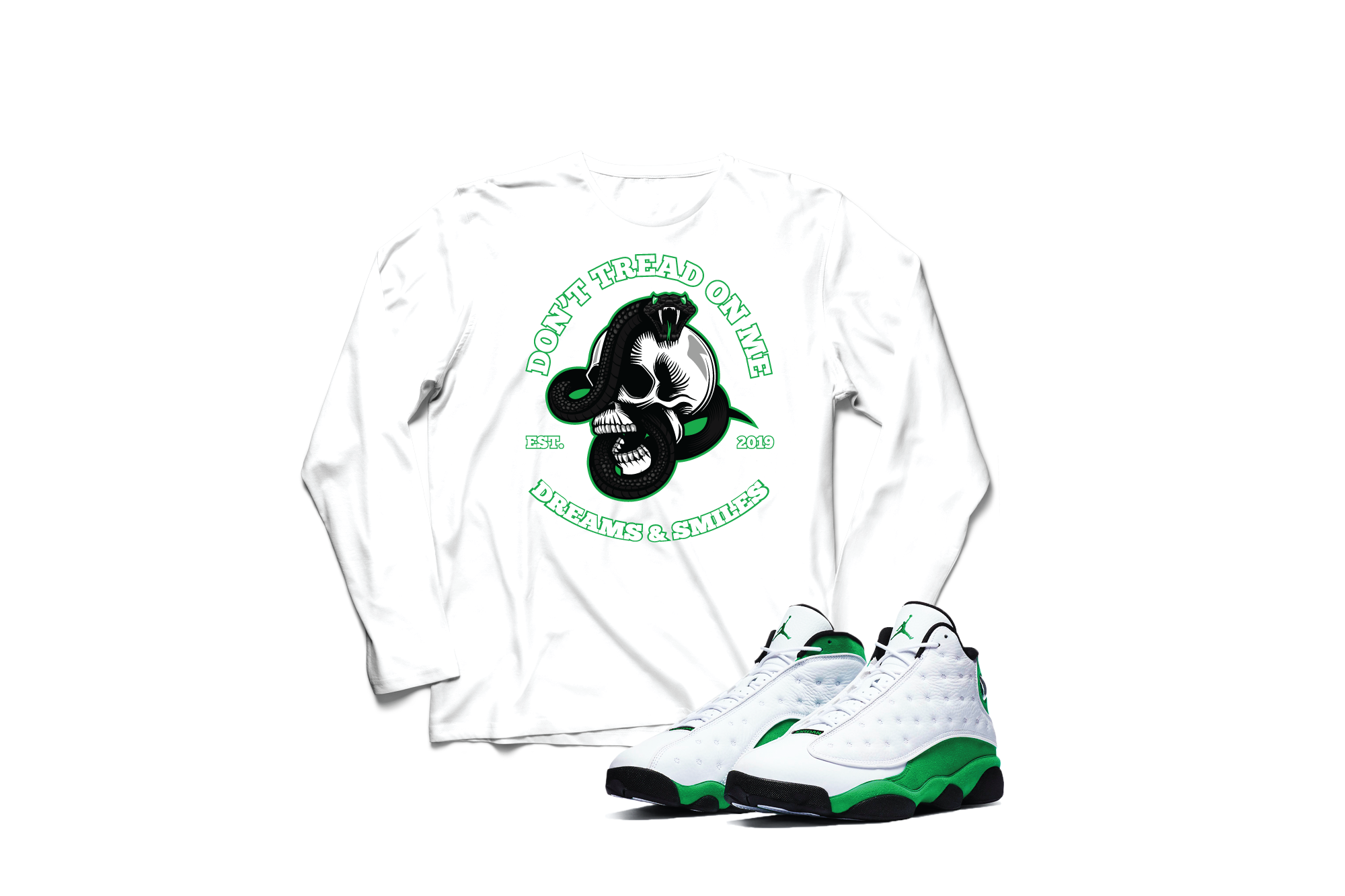 'Don't Tread' Custom Graphic Long Sleeve Tee To Match  Air Jordan 13 Lucky Green