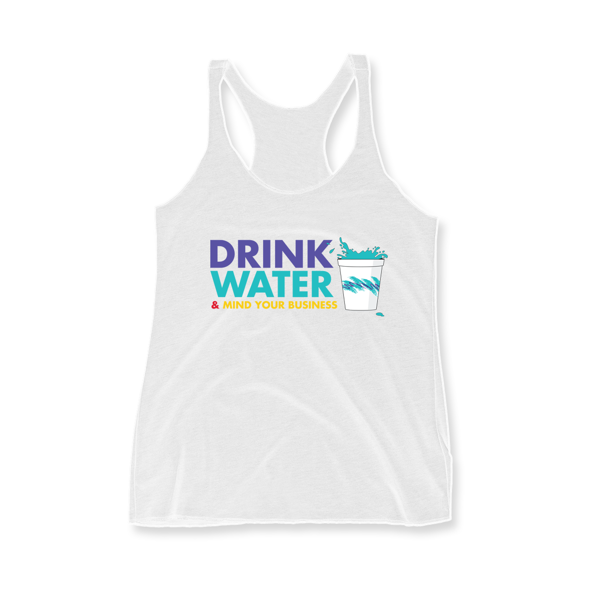 Drink Water in White Aqua CW Women's Racerback Tank