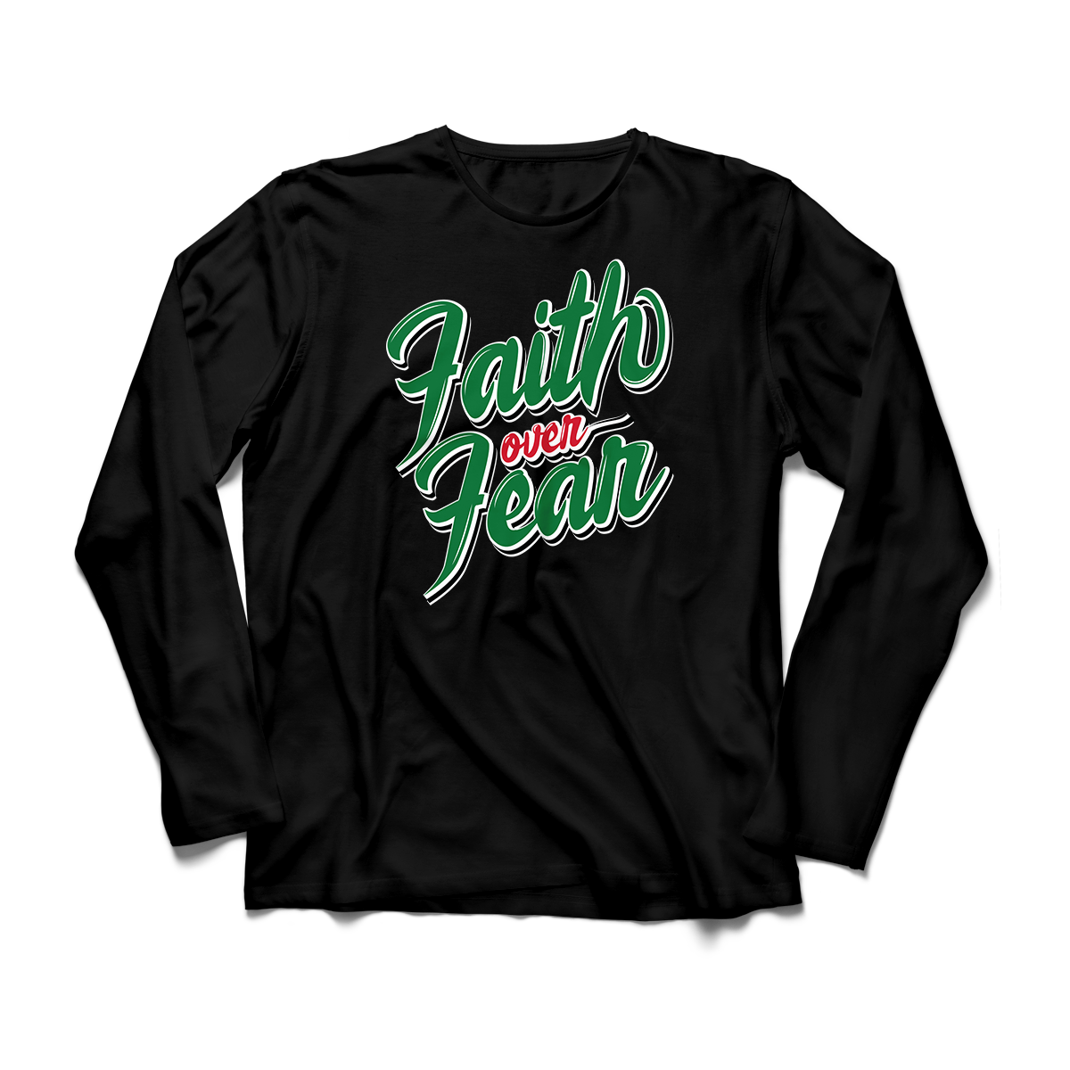 'Faith Over Fear' in Pine Green CW Men's Comfort Long Sleeve