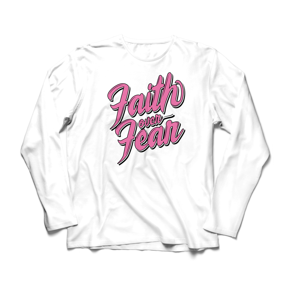 'Faith Over Fear' in Pink Snakeskin CW Comfort Long Sleeve