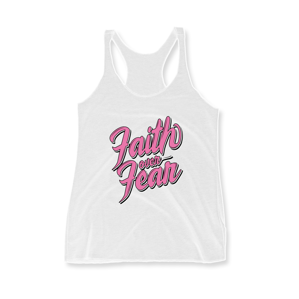 Faith Over Fear in Pink Women's Racerback Tank