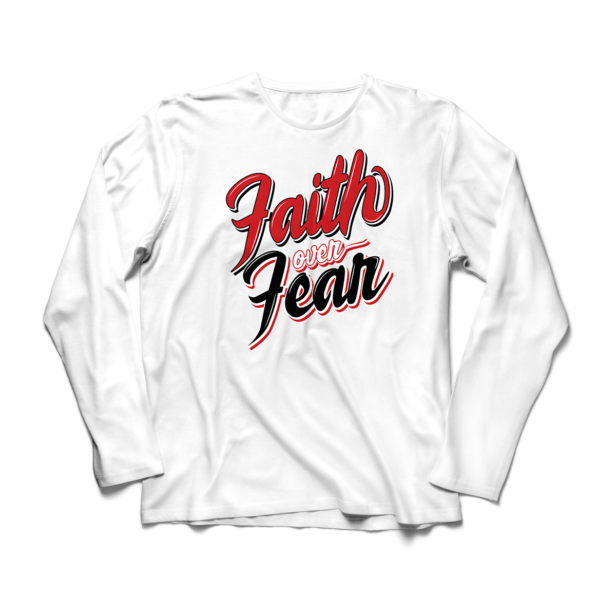 'Faith Over Fear' in Gym Red CW Men's Comfort Long Sleeve