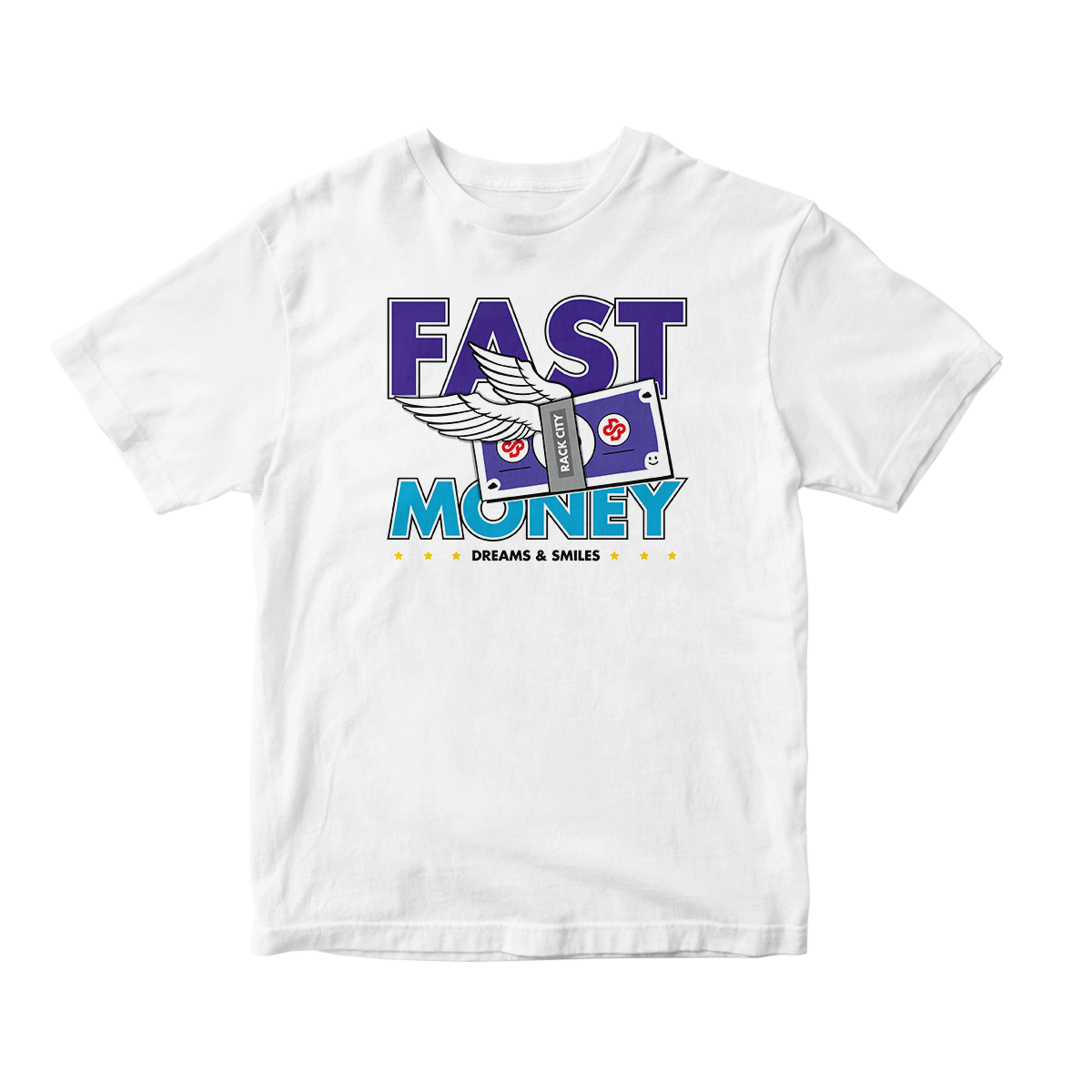 Fast Money in White Aqua CW Short Sleeve Tee