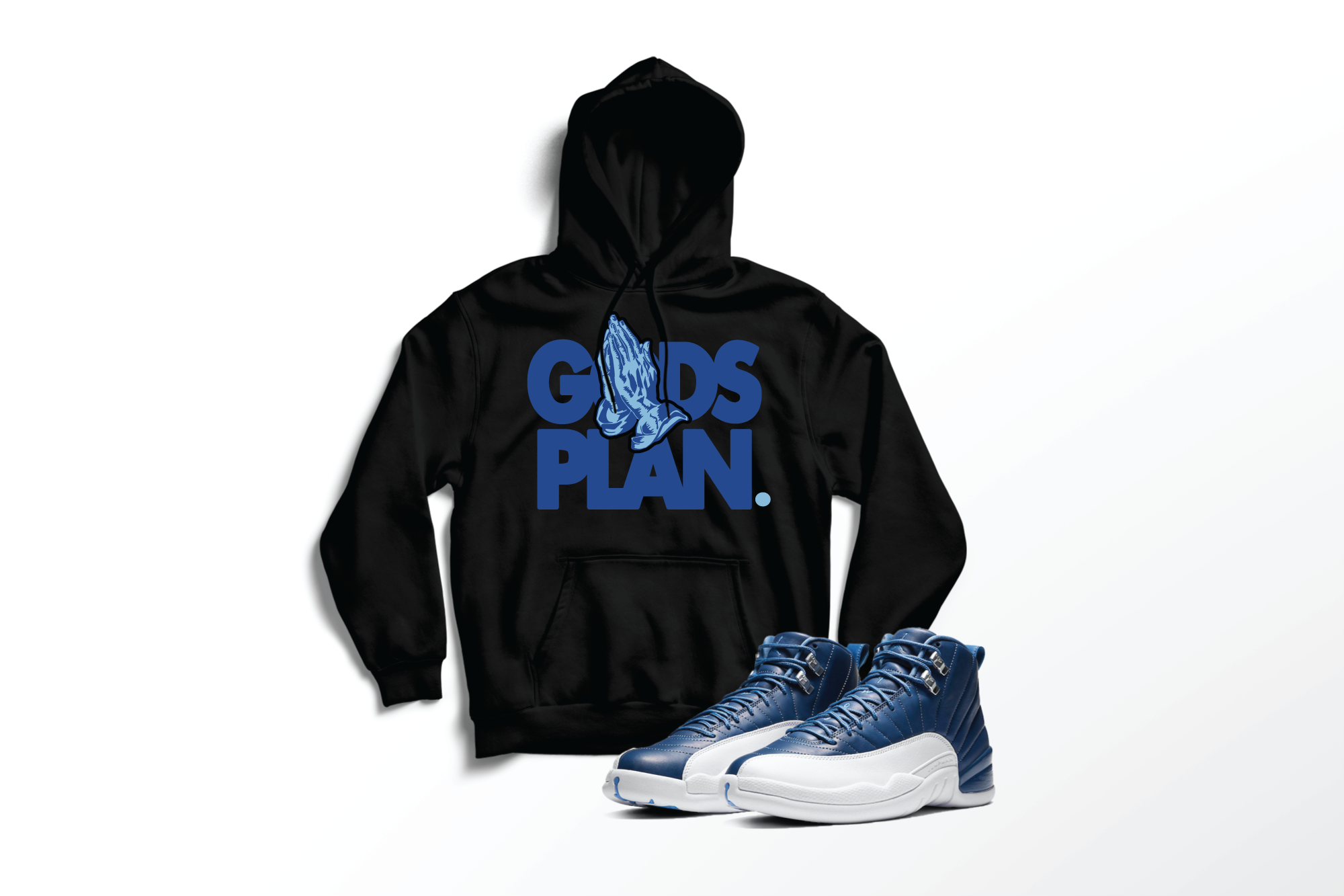 'God's Plan' Custom Graphic Hoodie To Match Air Jordan 12 Indigo