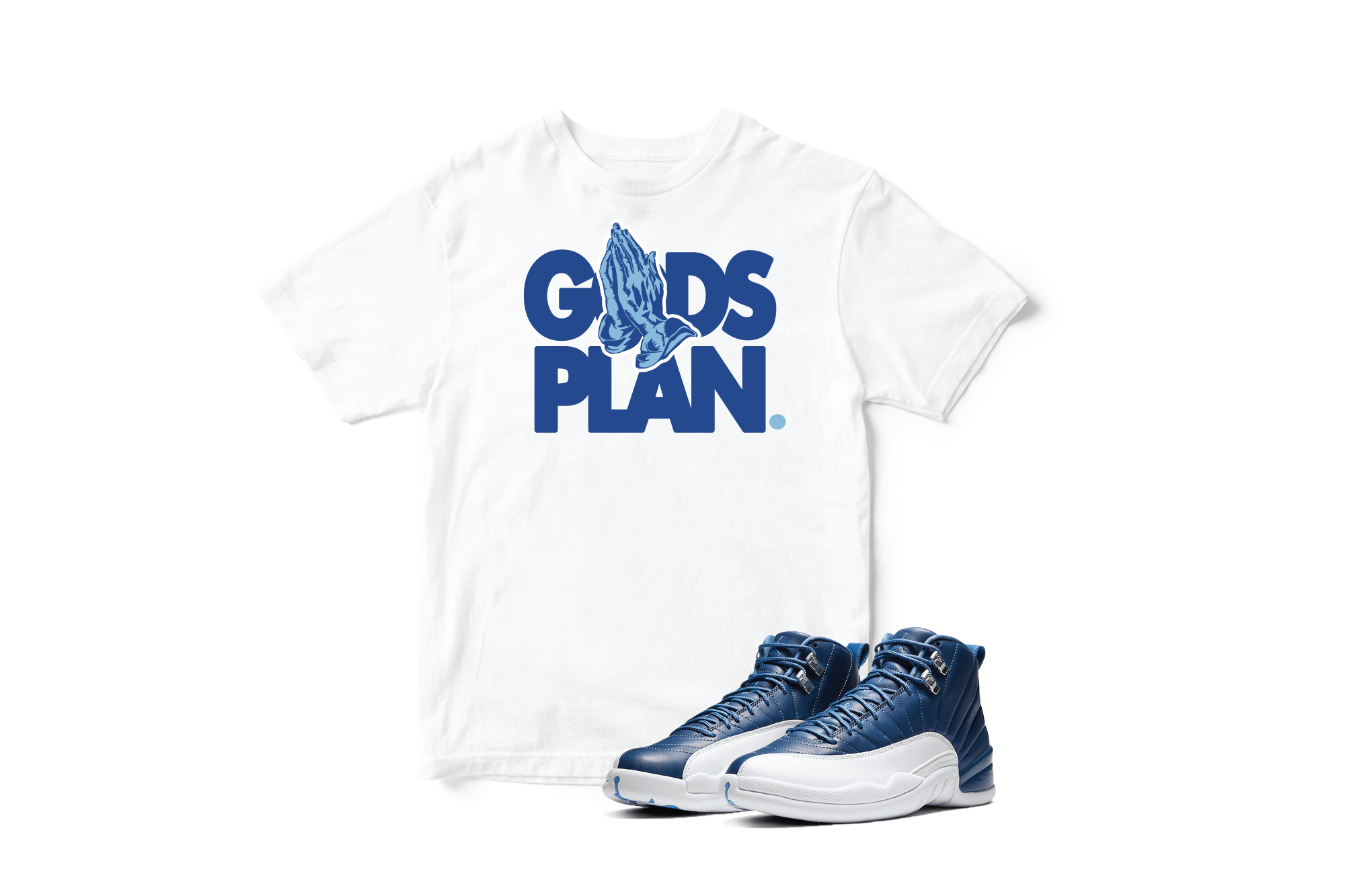 'God's Plan' Custom Graphic Short Sleeve T-Shirt To Match Air Jordan 12 Indigo
