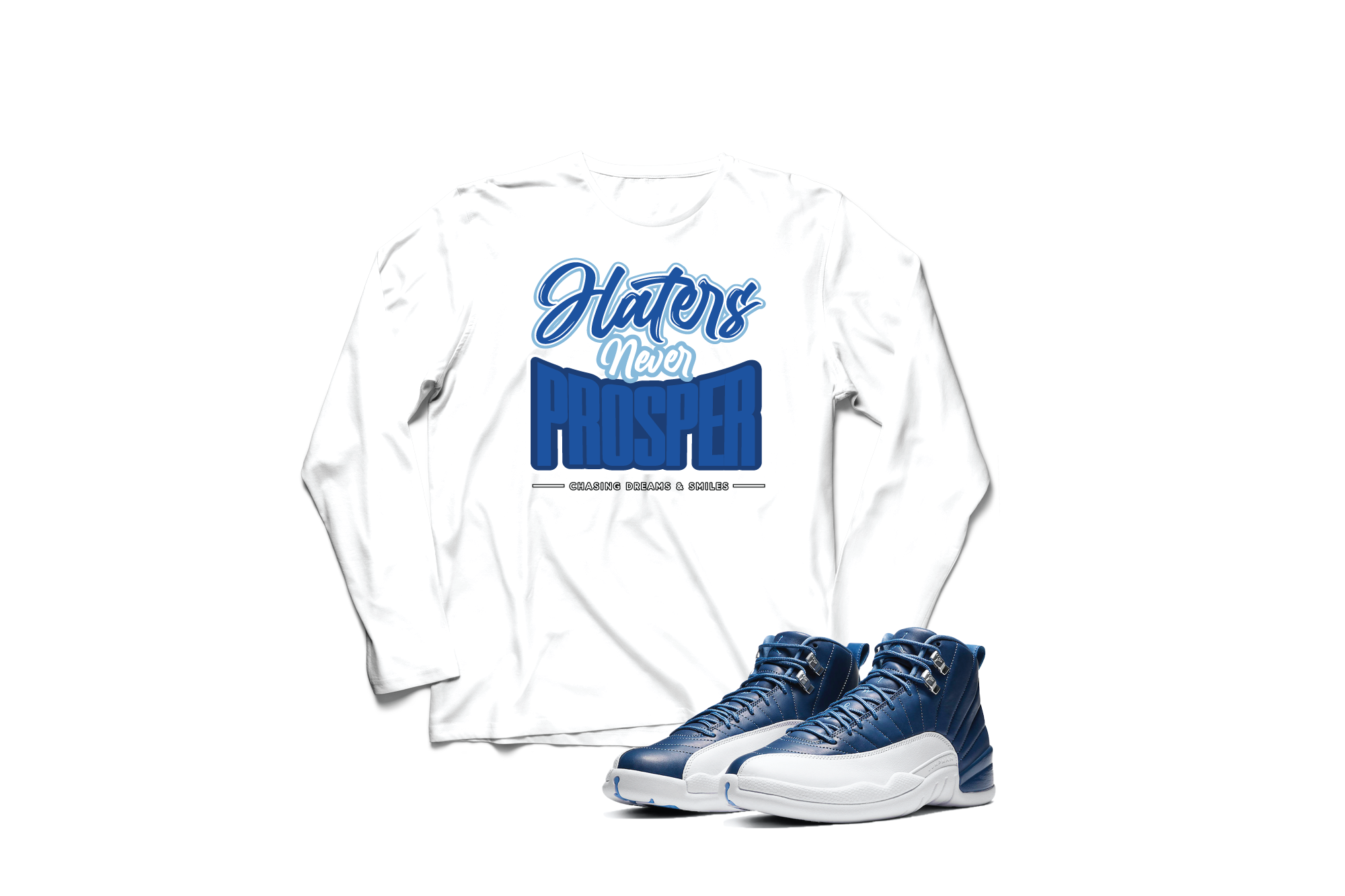 'Haters Never Prosper' Custom Graphic Long Sleeve Tee To Match Air Jordan 12 Indigo
