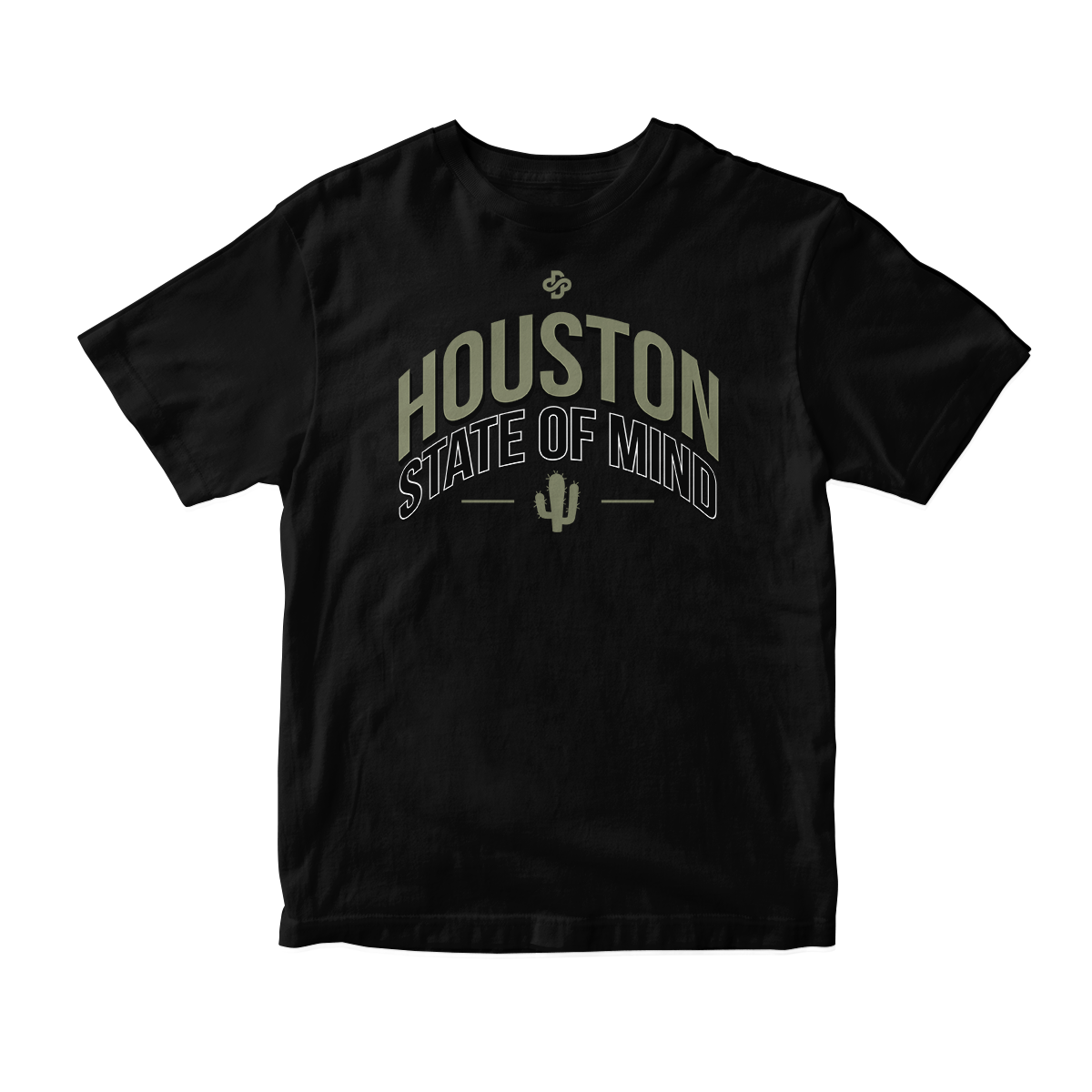 'Houston State of Mind' in Medium Olive CW Short Sleeve Tee