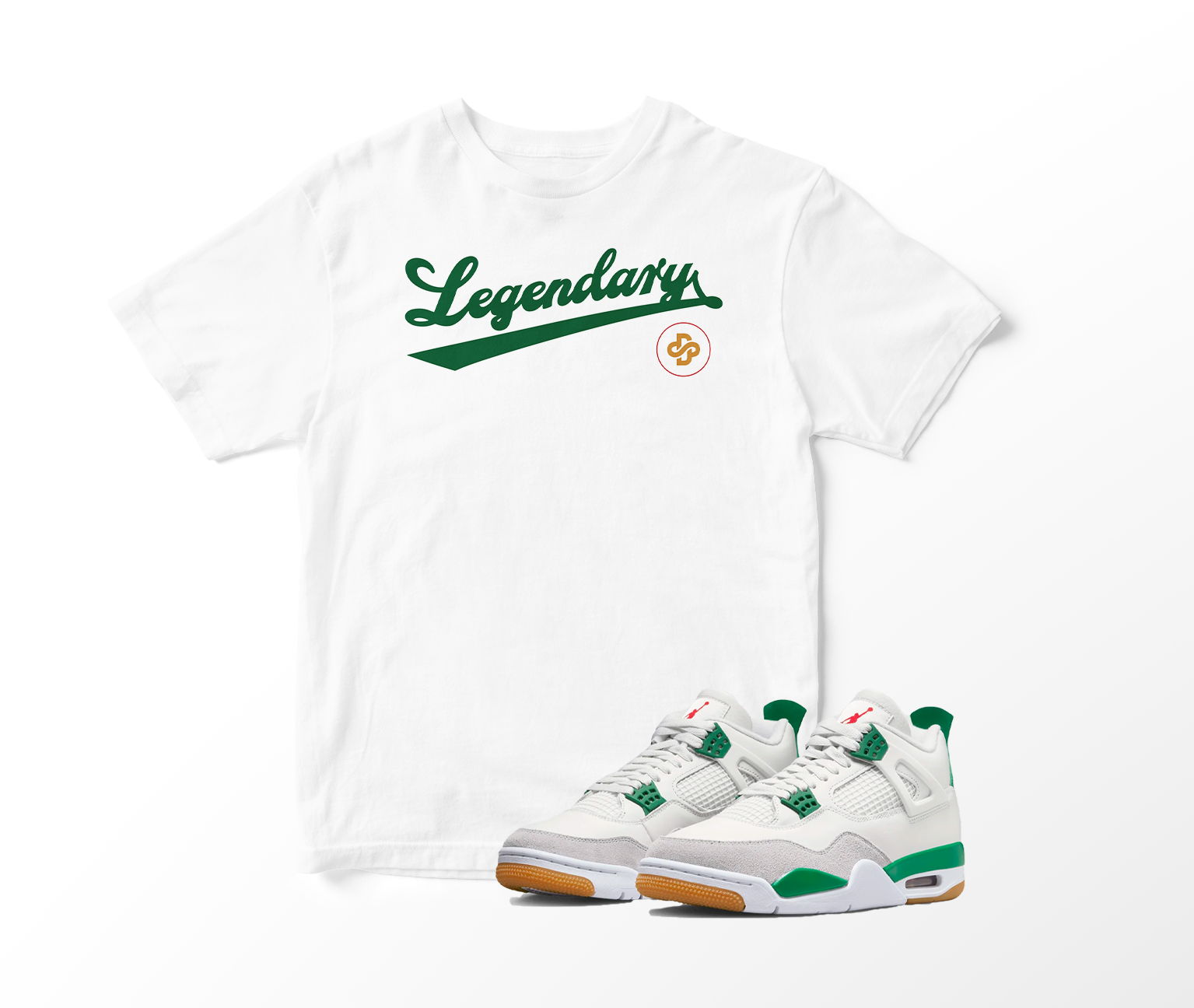 'Legendary' Custom Graphic Short Sleeve T-Shirt To Match Air Jordan 4 Pine Green