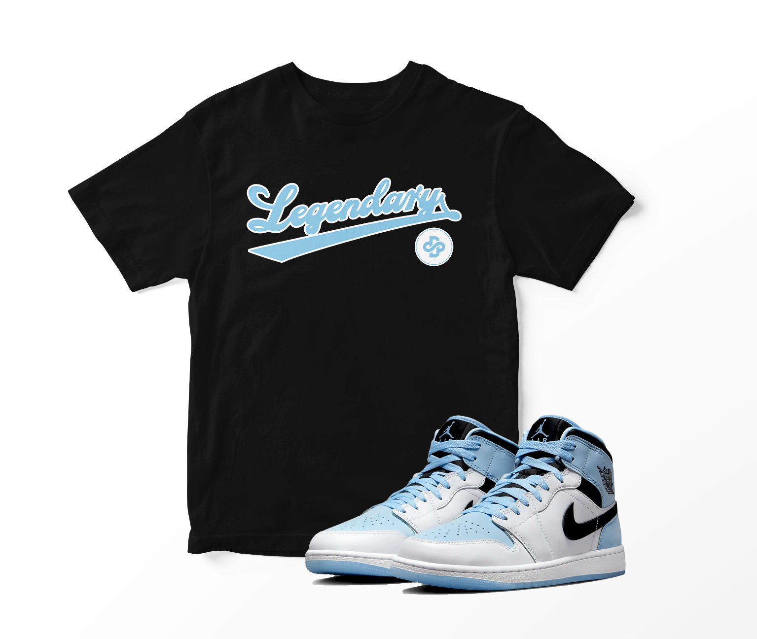 'Legendary' Custom Graphic Short Sleeve T-Shirt To Match Air Jordan 1 White Ice