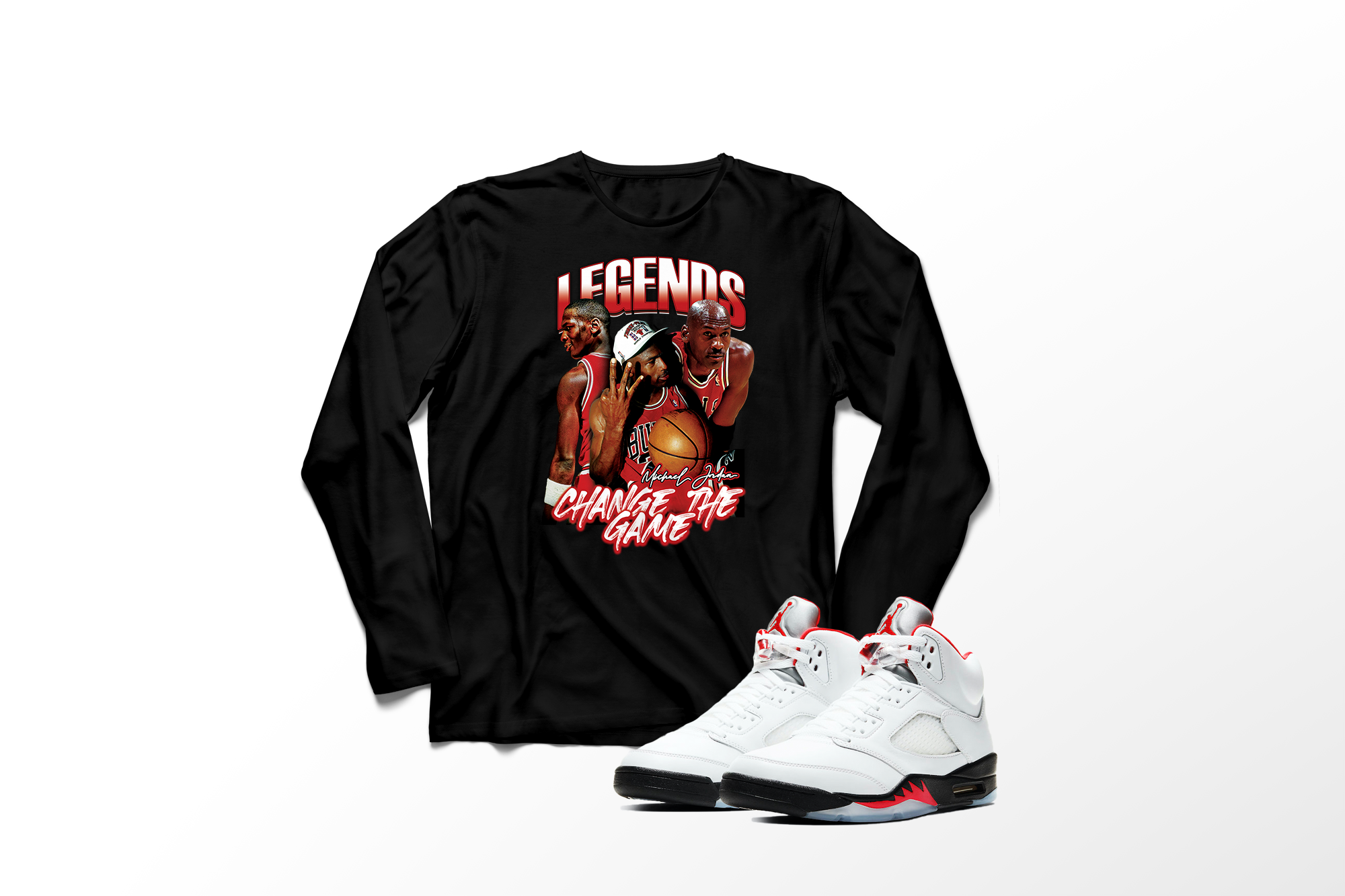 'Legends Change The Game' in Fire Red CW Men's Comfort Long Sleeve