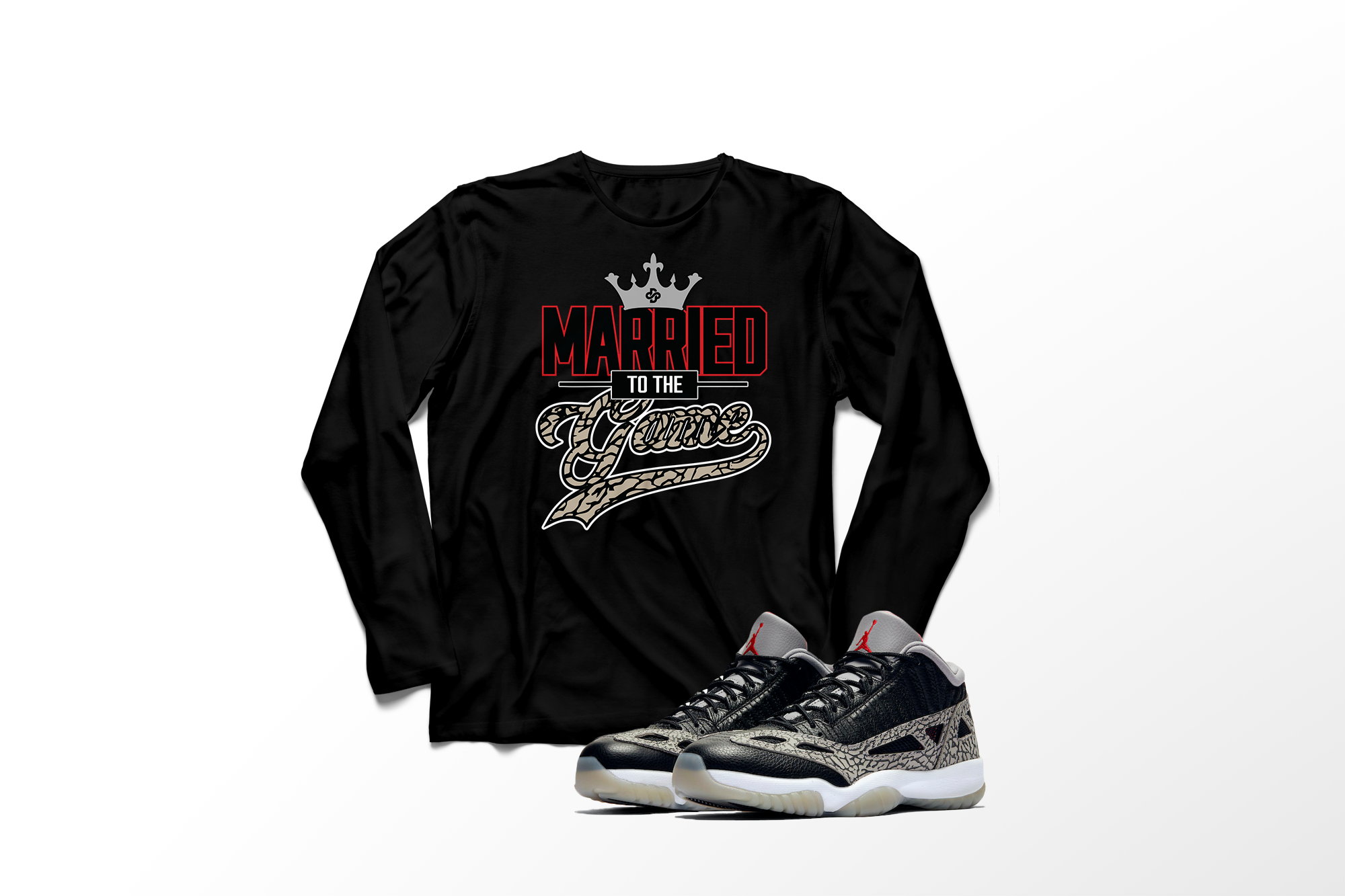 'Married To The Game' in Black Cement CW Men's Comfort Long Sleeve