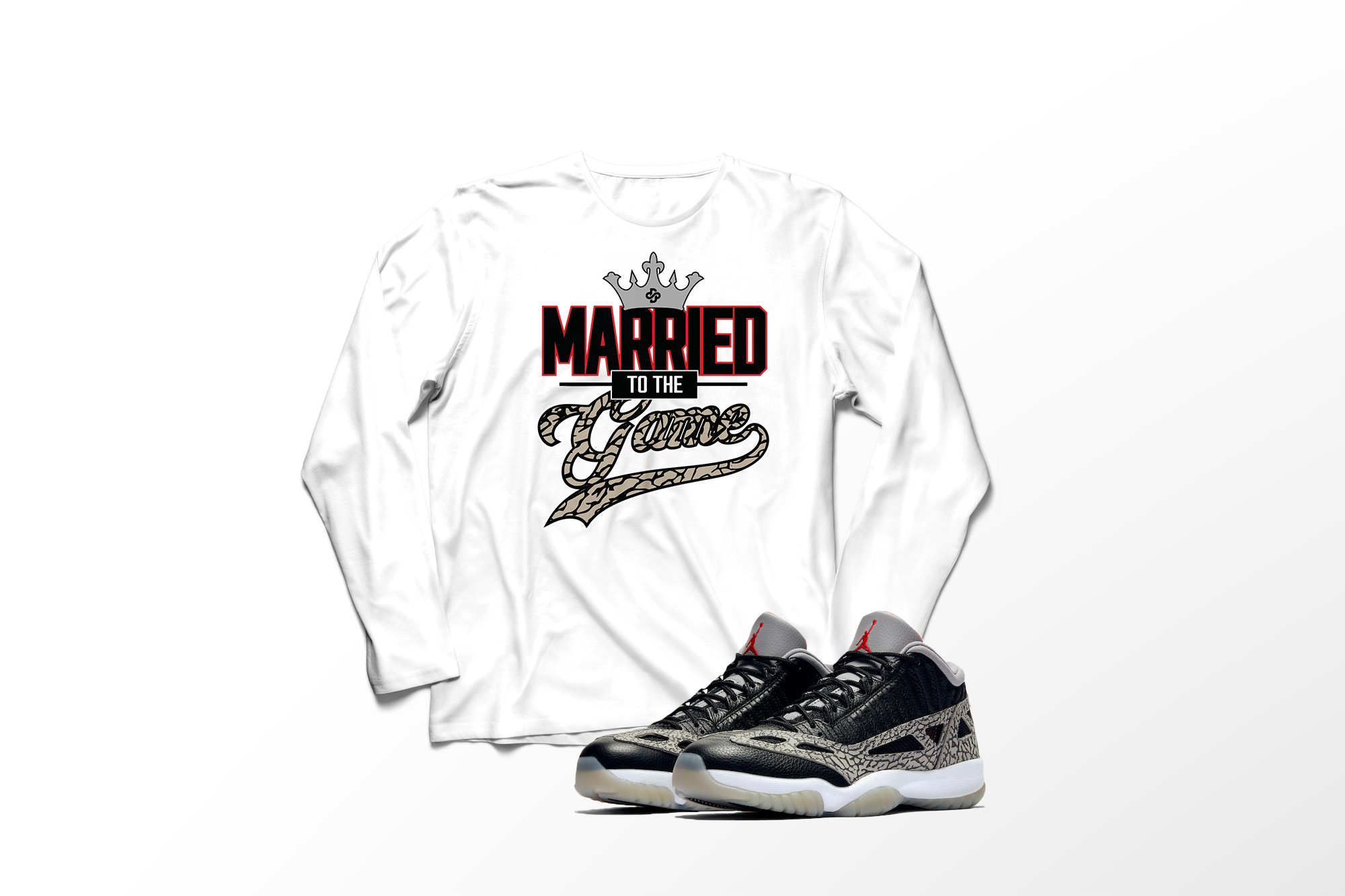 'Married To The Game' in Black Cement CW Men's Comfort Long Sleeve