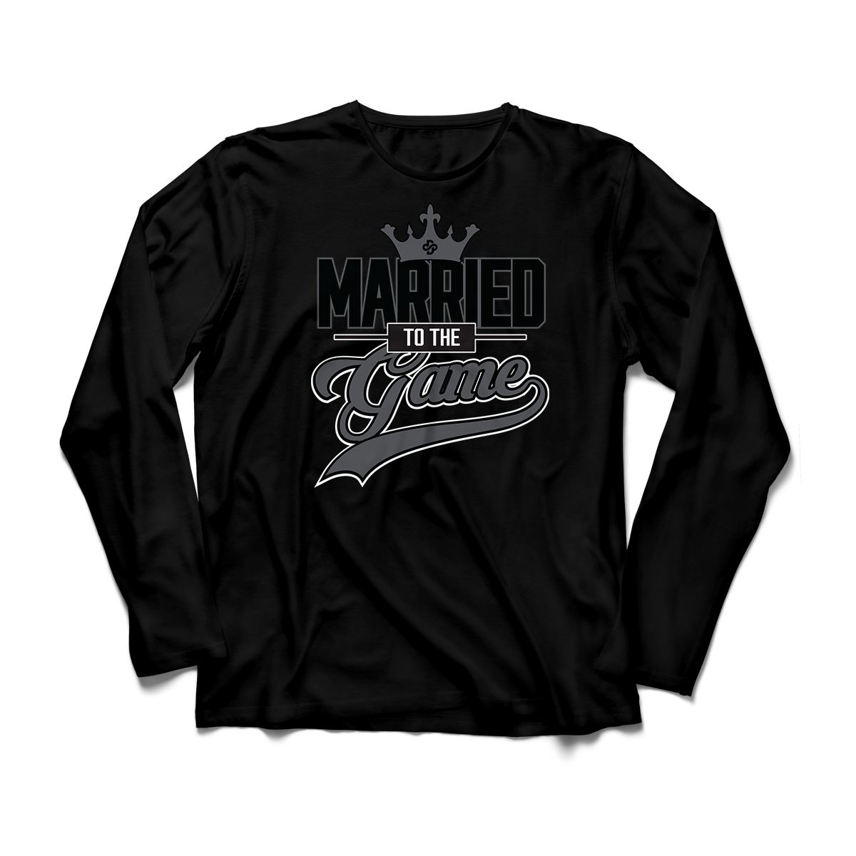 'Married To The Game' in Black Cat CW Men's Comfort Long Sleeve