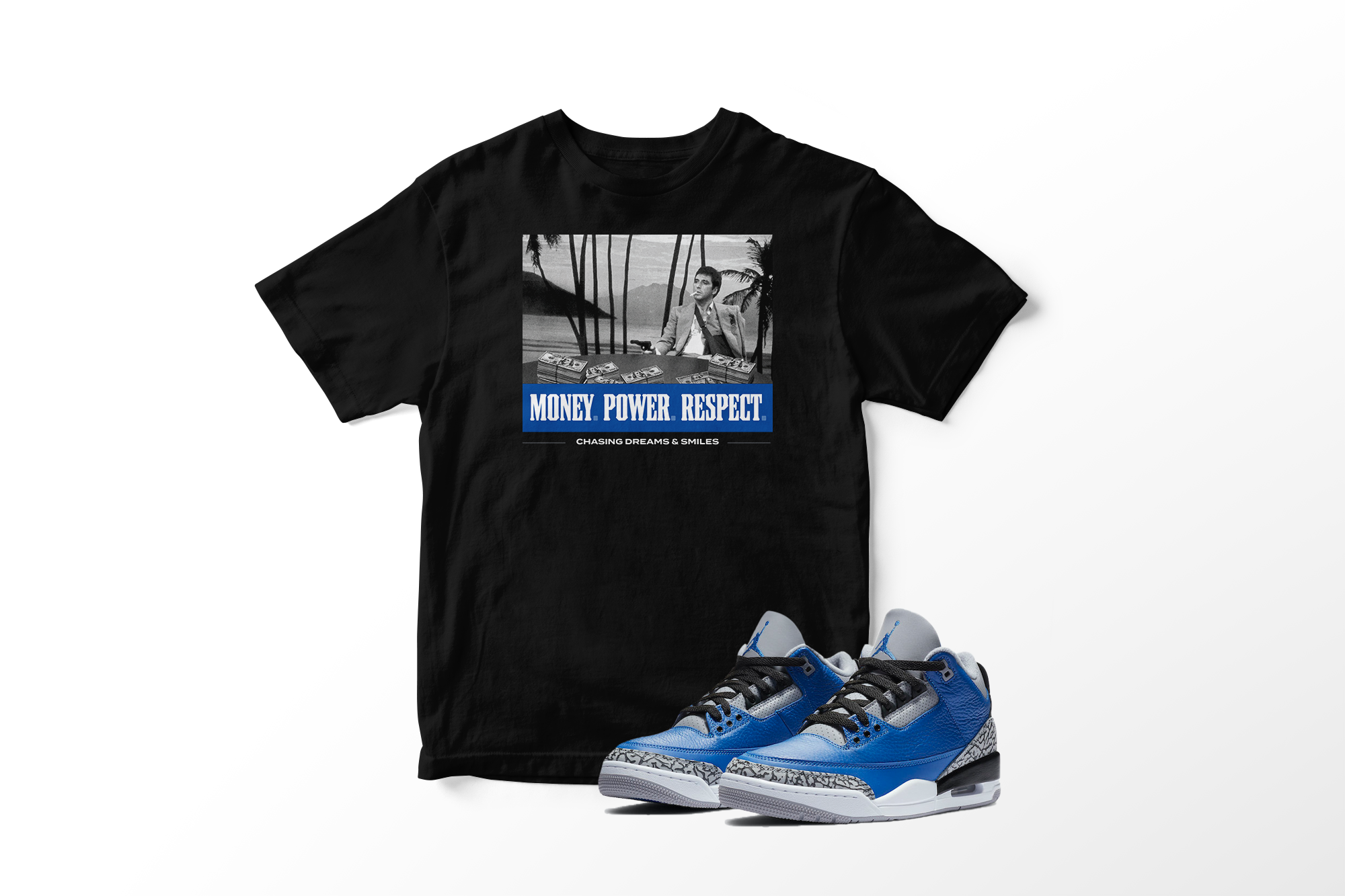 'Money Power Respect' in Royal CW Short Sleeve Tee