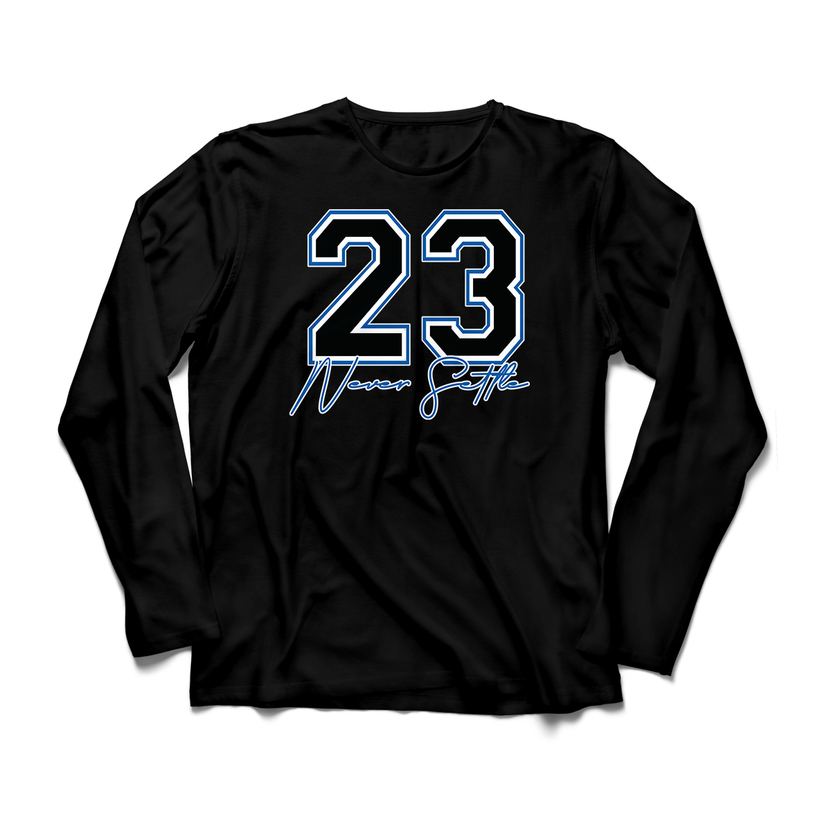 'Never Settle' in Game Royal CW Men's Comfort Long Sleeve