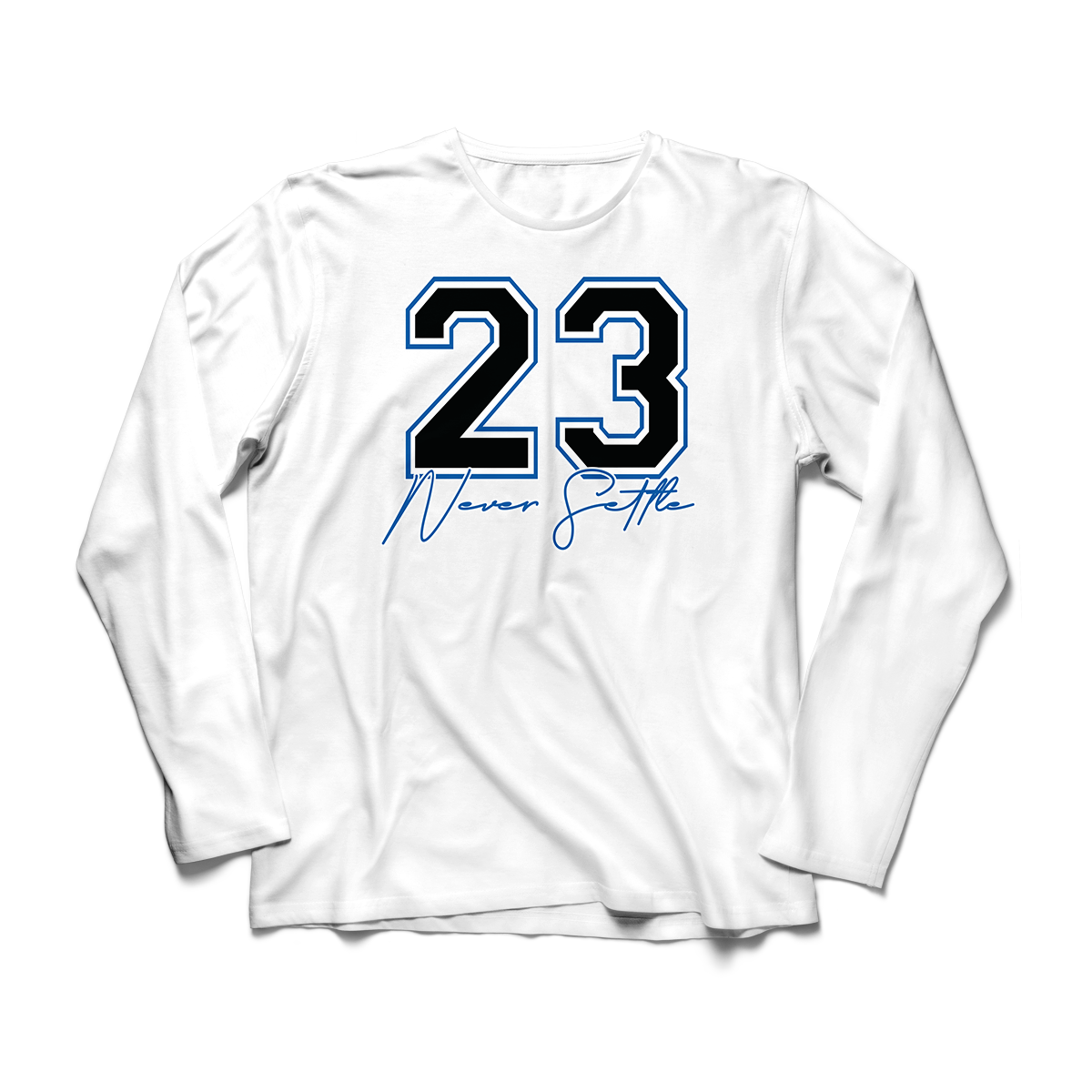'Never Settle' in Game Royal CW Men's Comfort Long Sleeve
