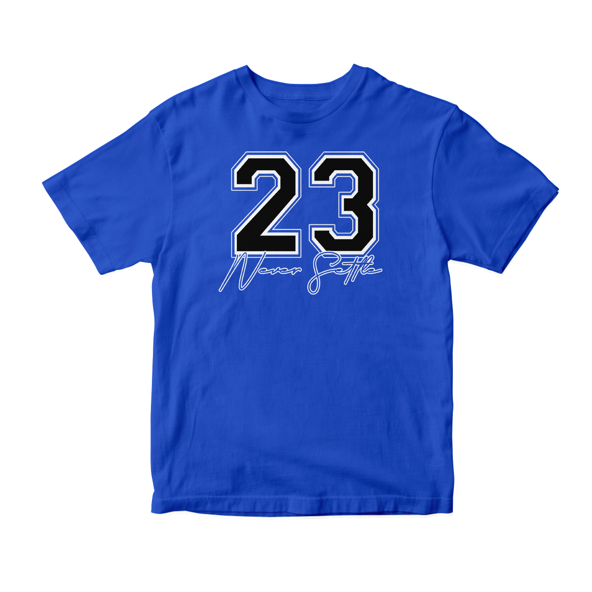 'Never Settle' in Game Royal CW Unisex Short Sleeve Tee