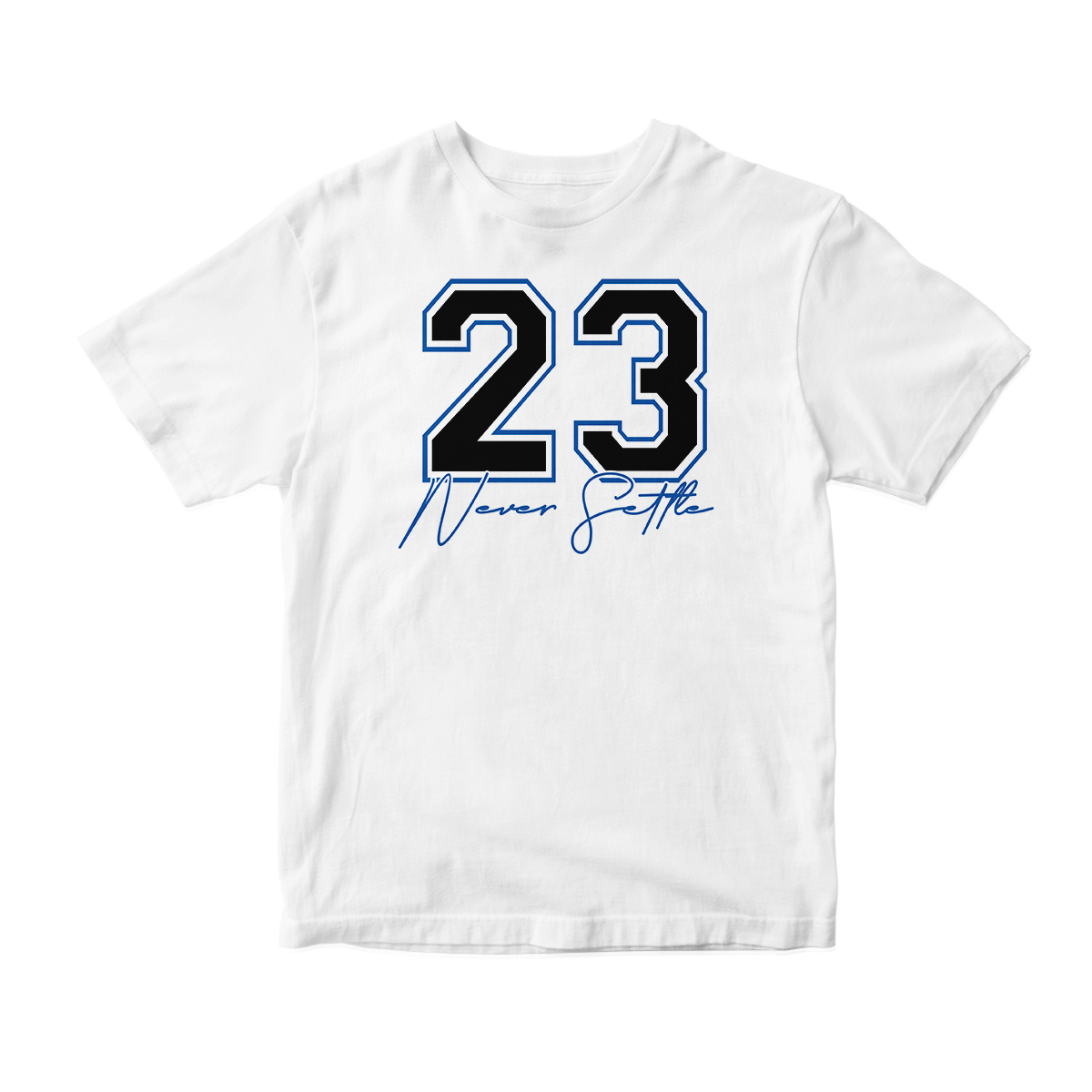 'Never Settle' in Game Royal CW Unisex Short Sleeve Tee