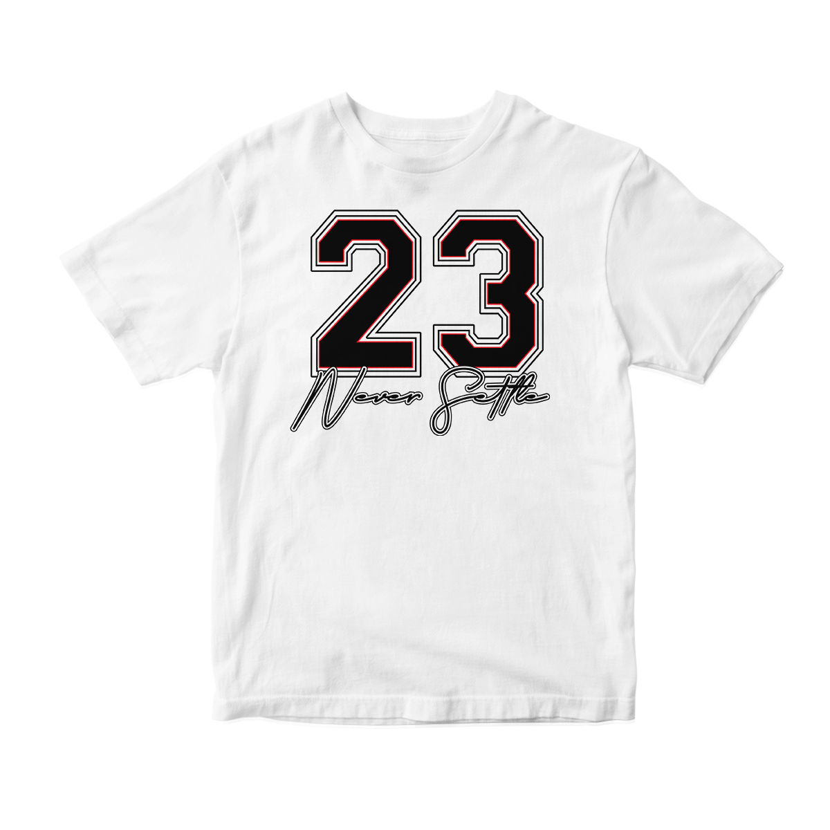 'Never Settle' in Reverse He Got Game CW Short Sleeve Tee