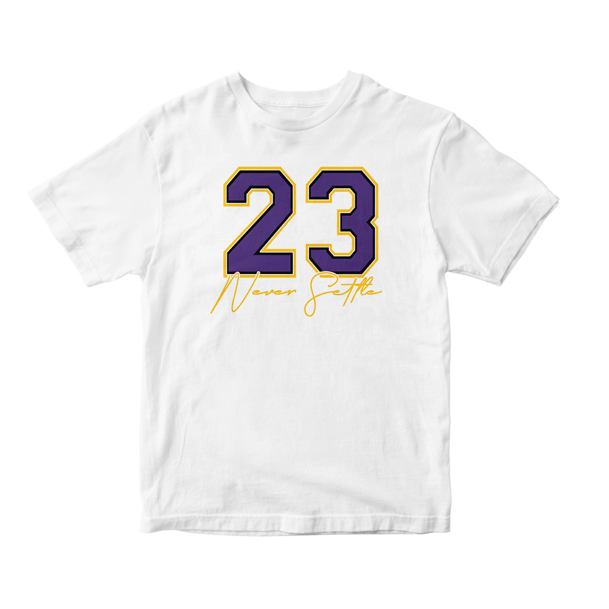 'Never Settle' in Lakers CW Short Sleeve Tee