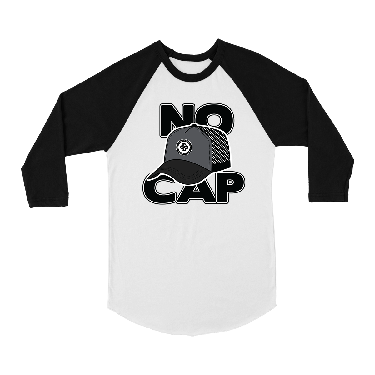 'No Cap' in Black Cat CW Comfort Baseball Tee
