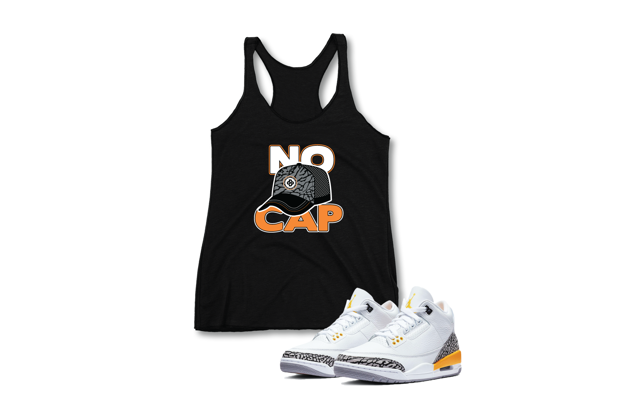 'No Cap' in Laser Orange CW Women's Racerback Tank