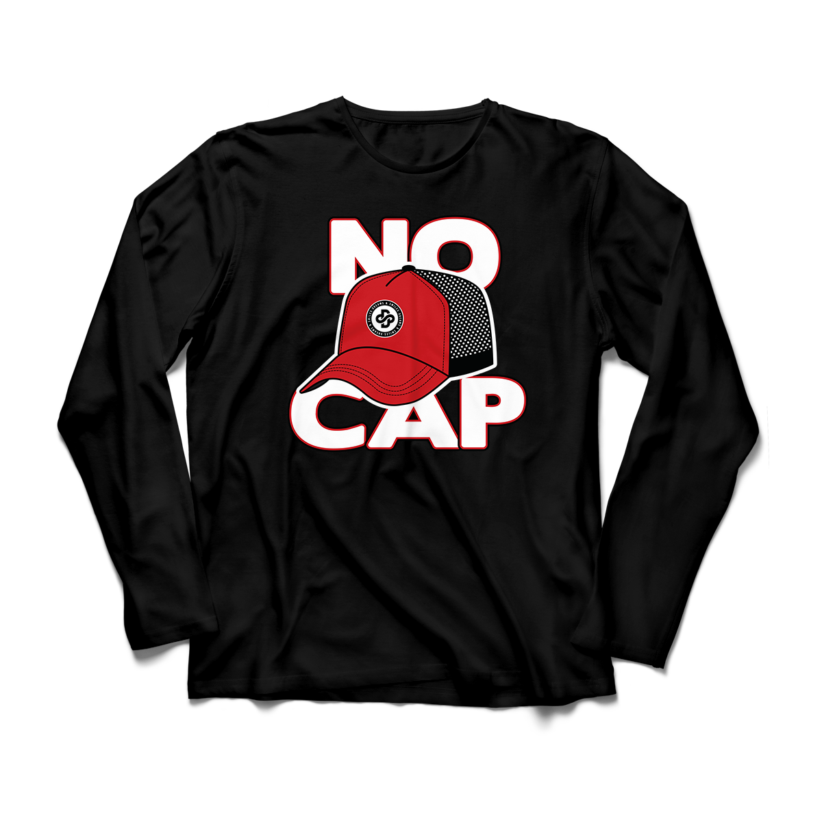 'No Cap' in Gym Red CW Men's Comfort Long Sleeve