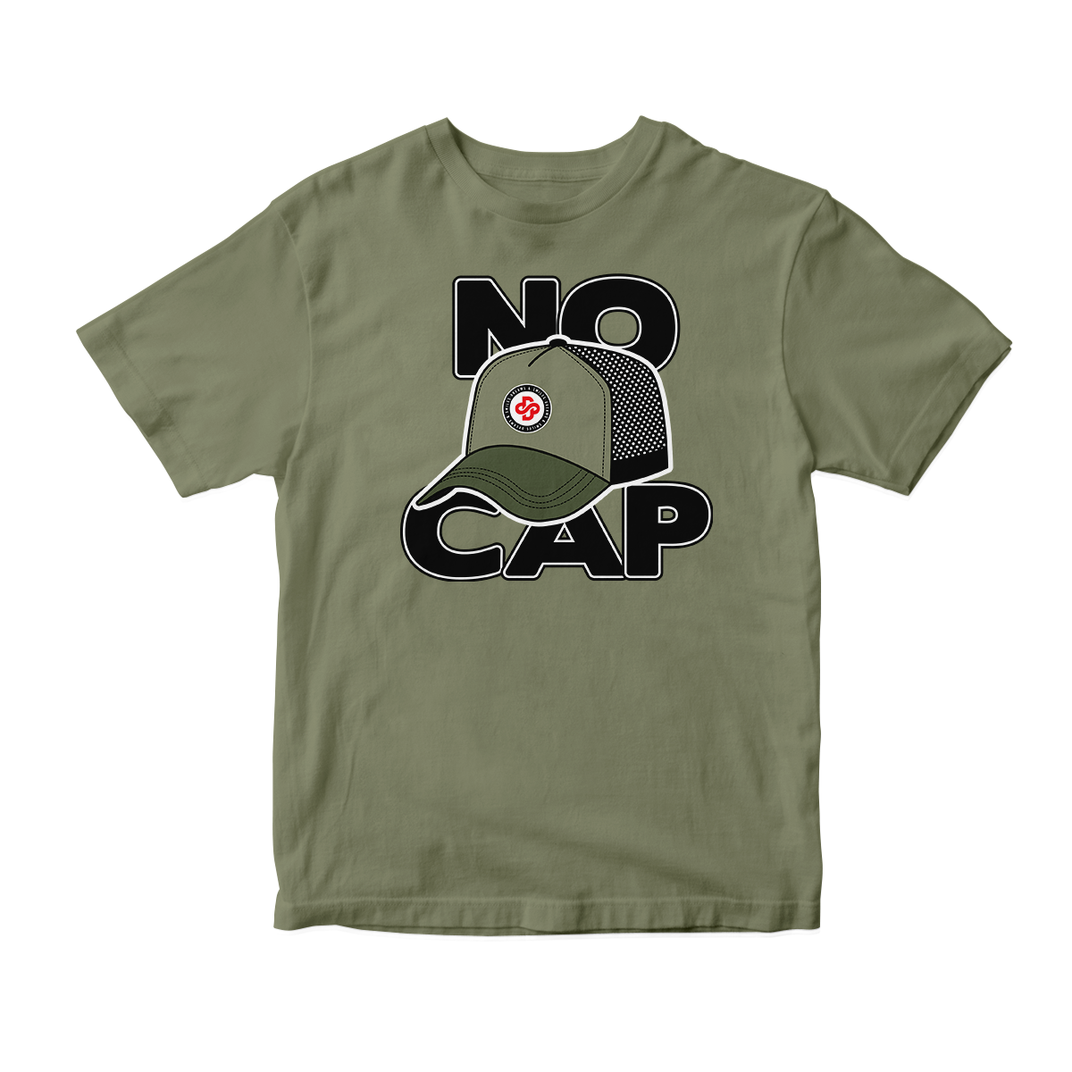 'No Cap' in Medium Olive CW Short Sleeve Tee