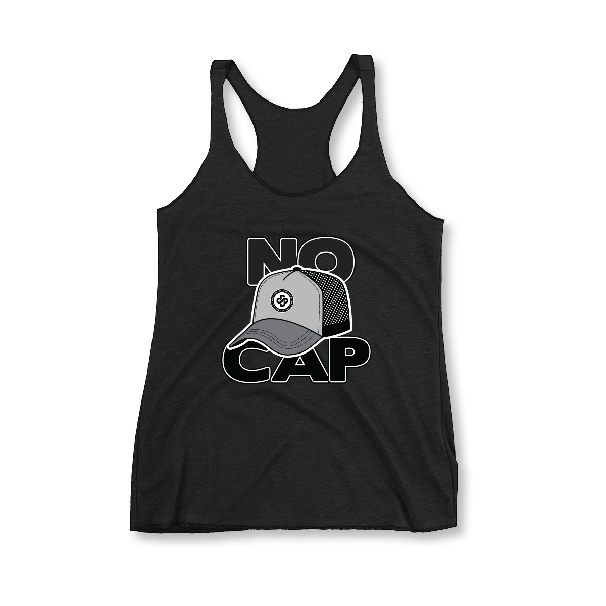 'No Cap' in Cool Grey CW Women's Racerback Tank