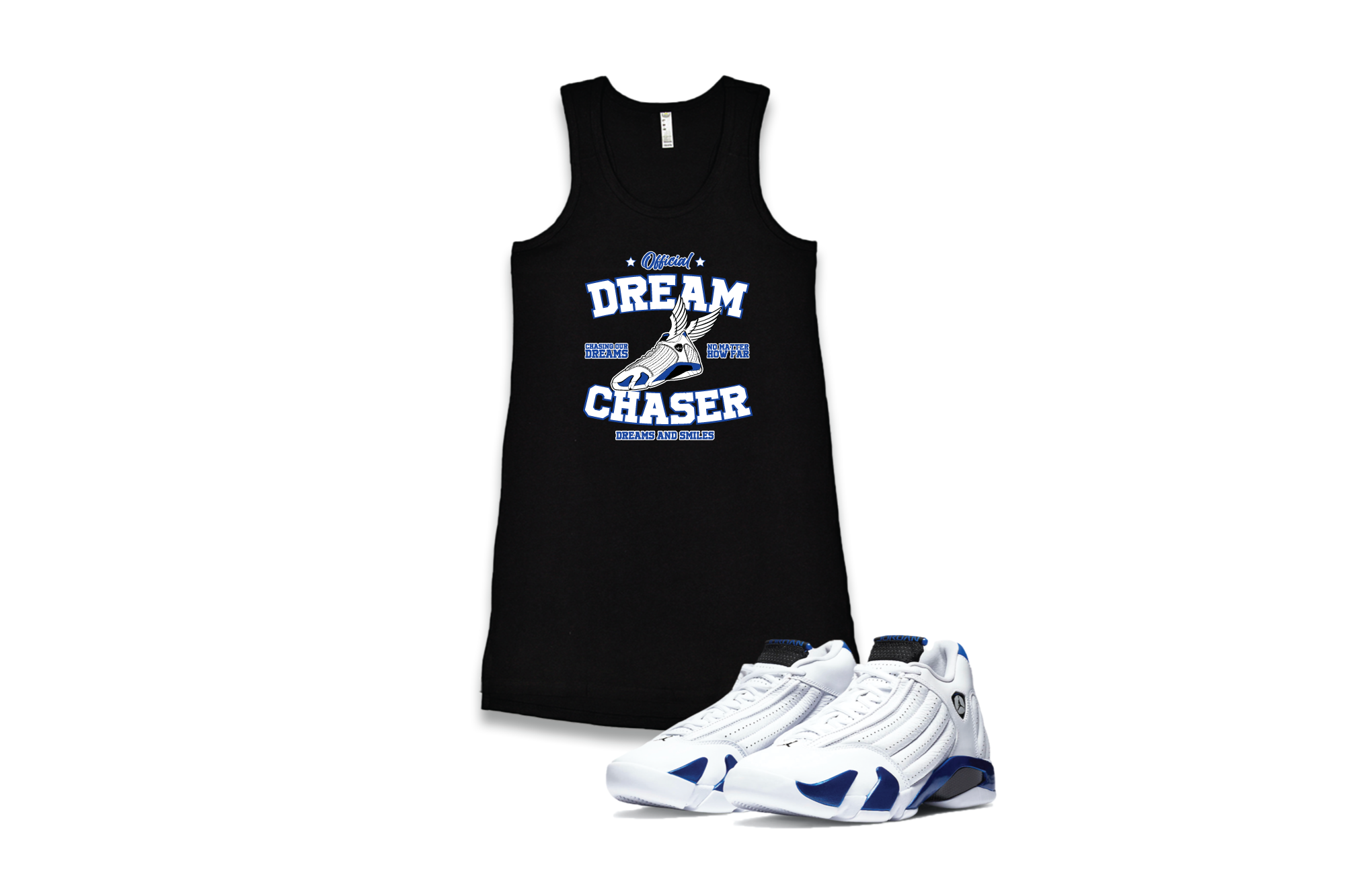 'Official Dream Chaser' Custom Graphic Women's Tank Dress To Match Air Jordan 14 Hyper Royal