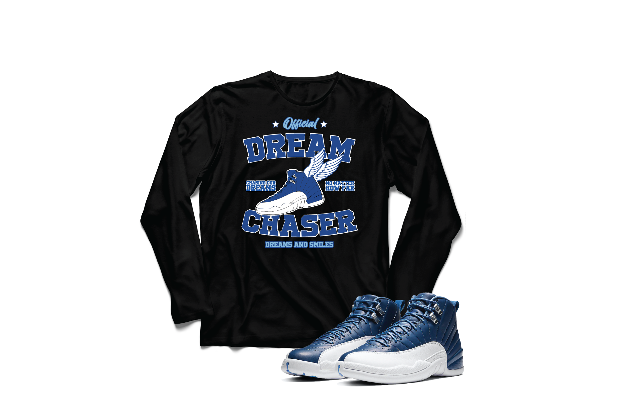 'Official Dream Chaser' Custom Graphic Long Sleeve Tee To Match Air Jordan 12 Indigo